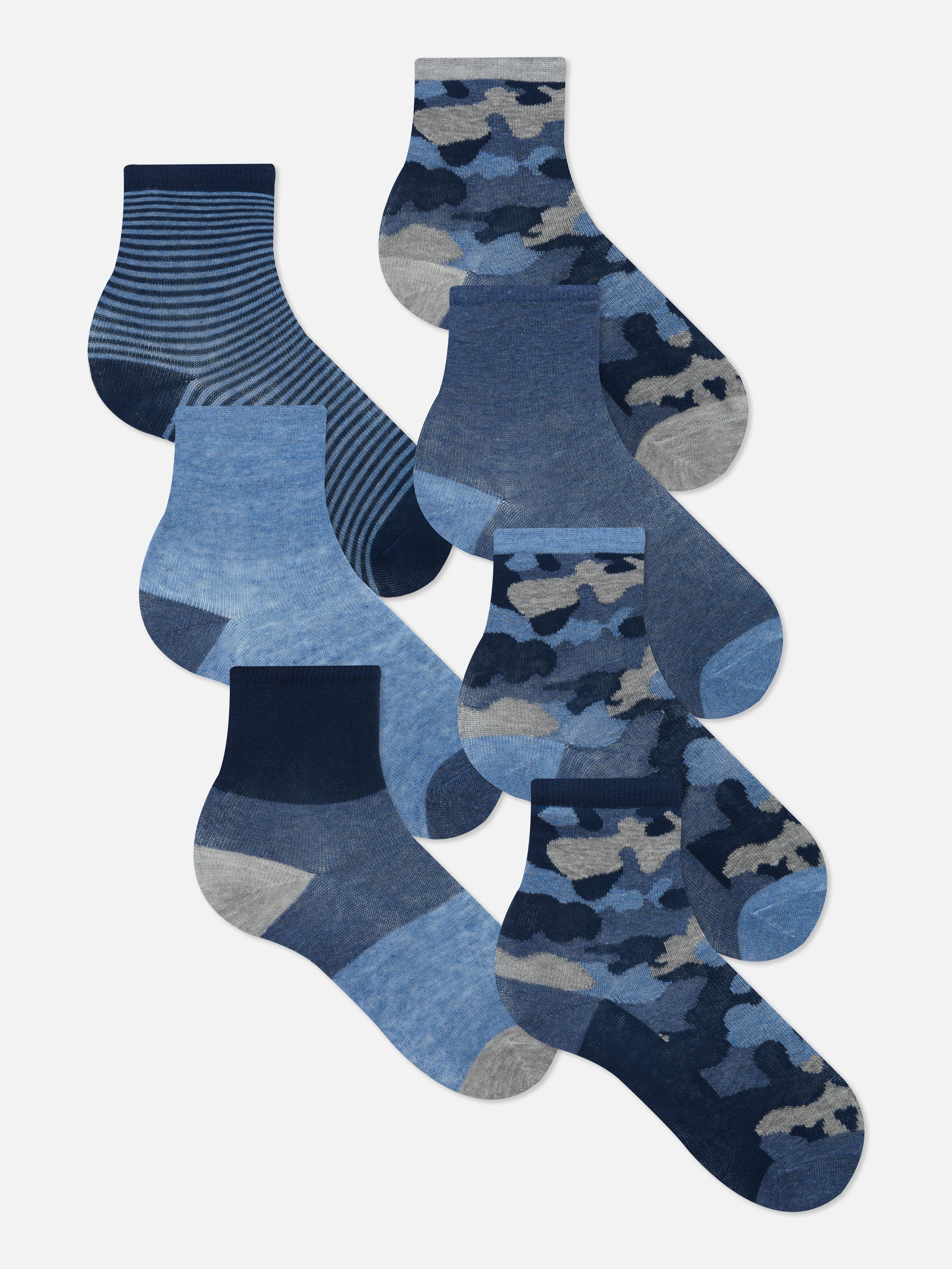 7pk Mixed Design Ankle Socks
