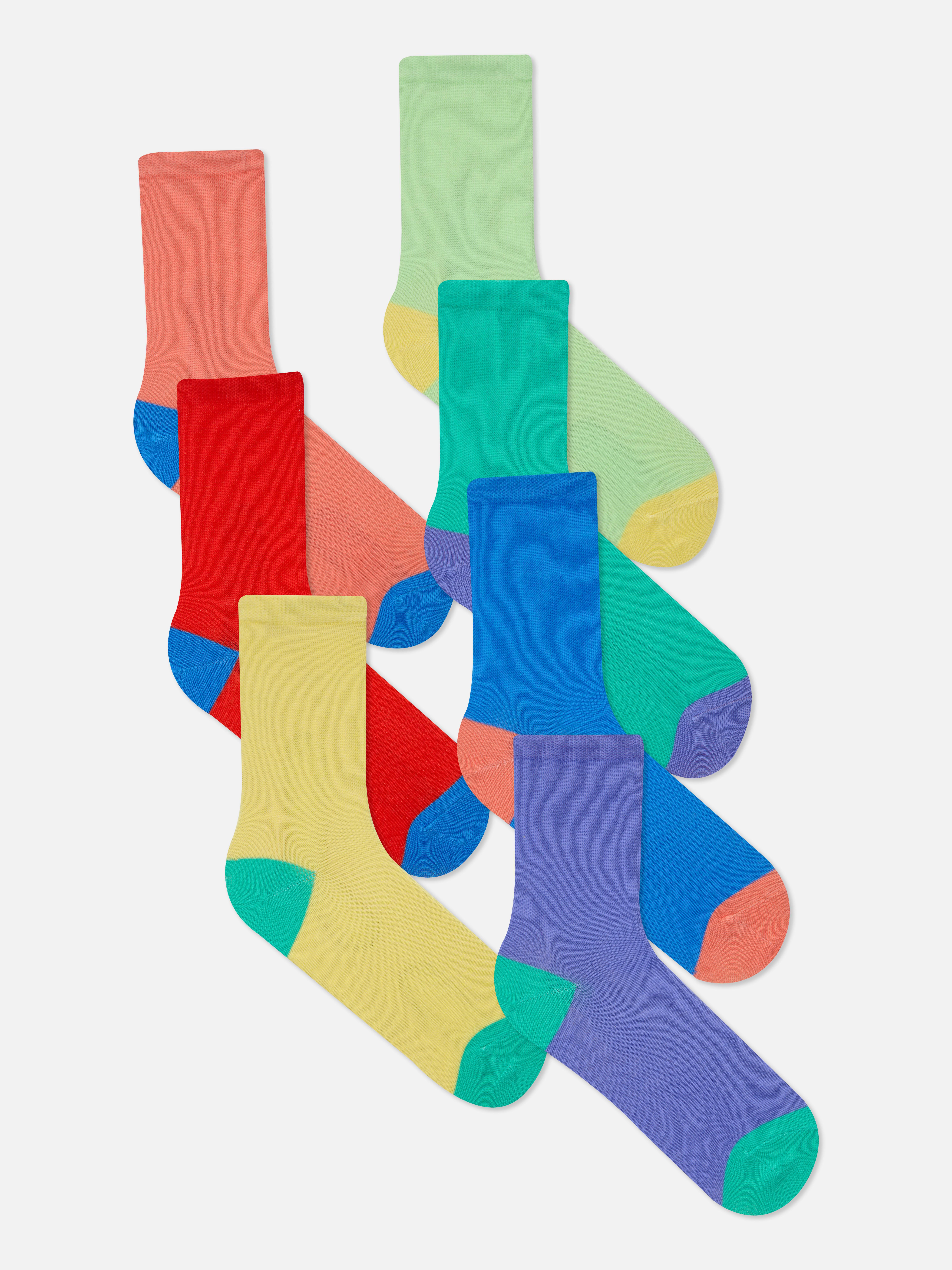 7-Pack Color Block Ankle Socks