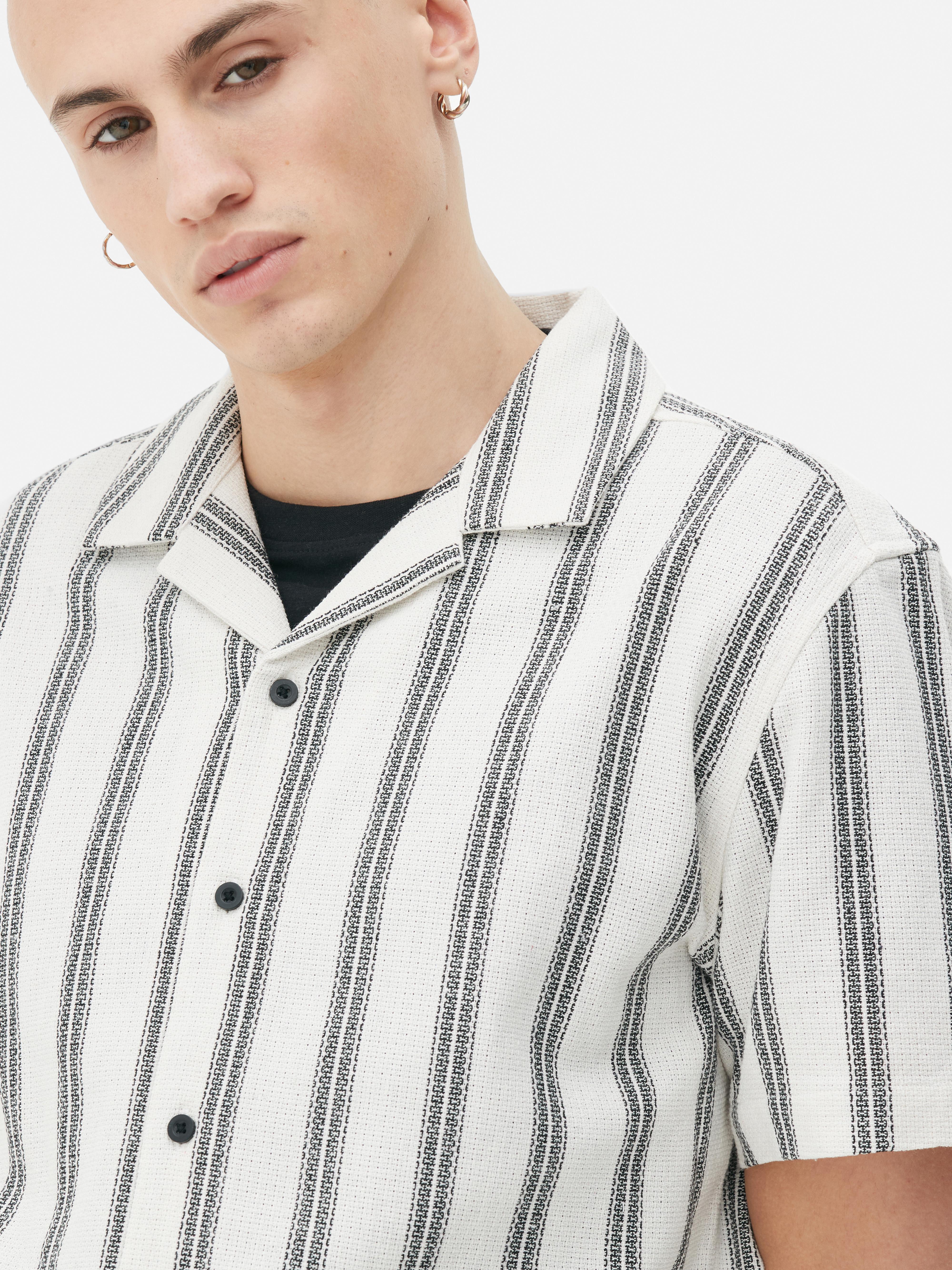 Stripe Textured Short Sleeve Shirt