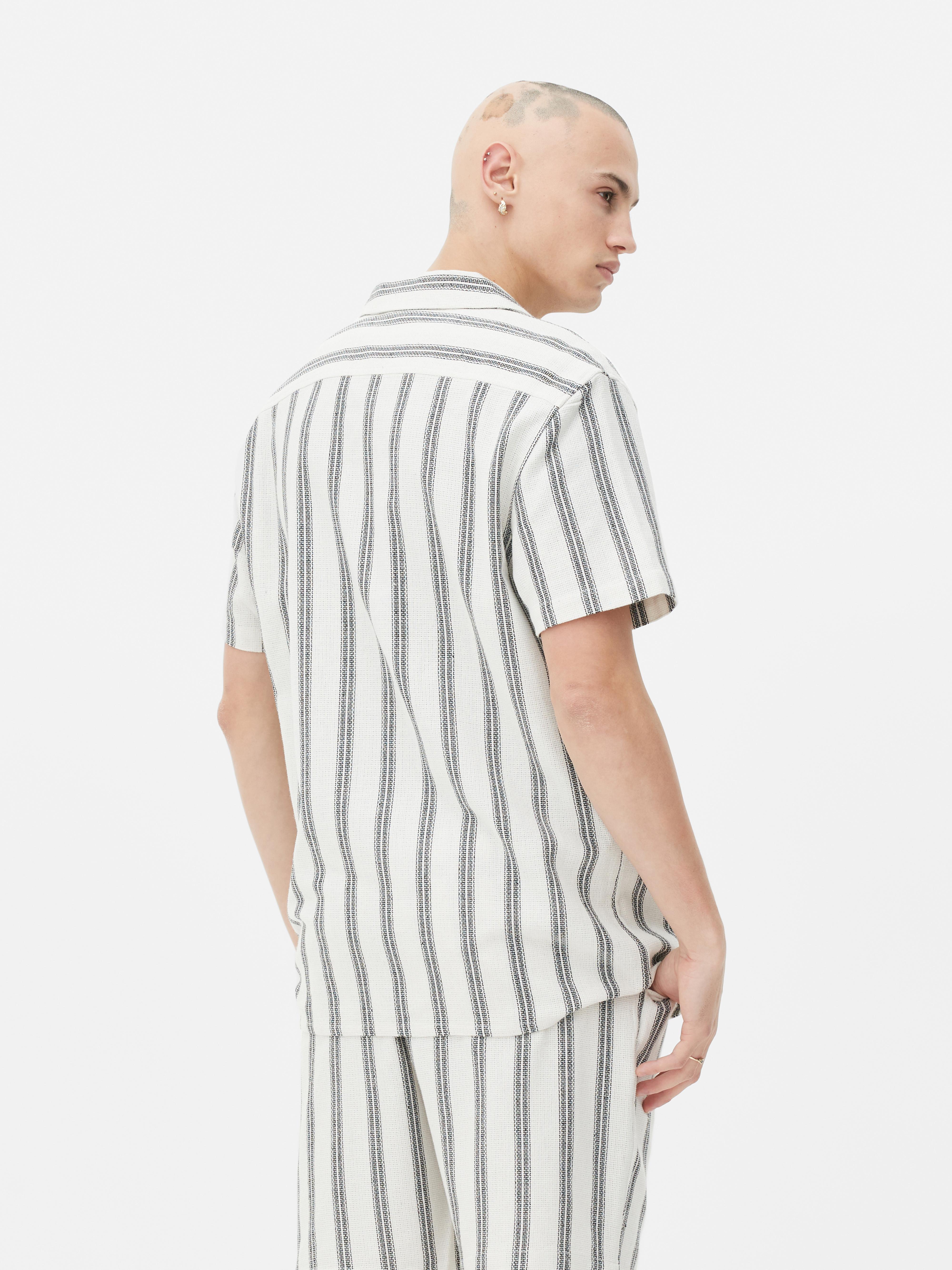 Stripe Textured Short Sleeve Shirt