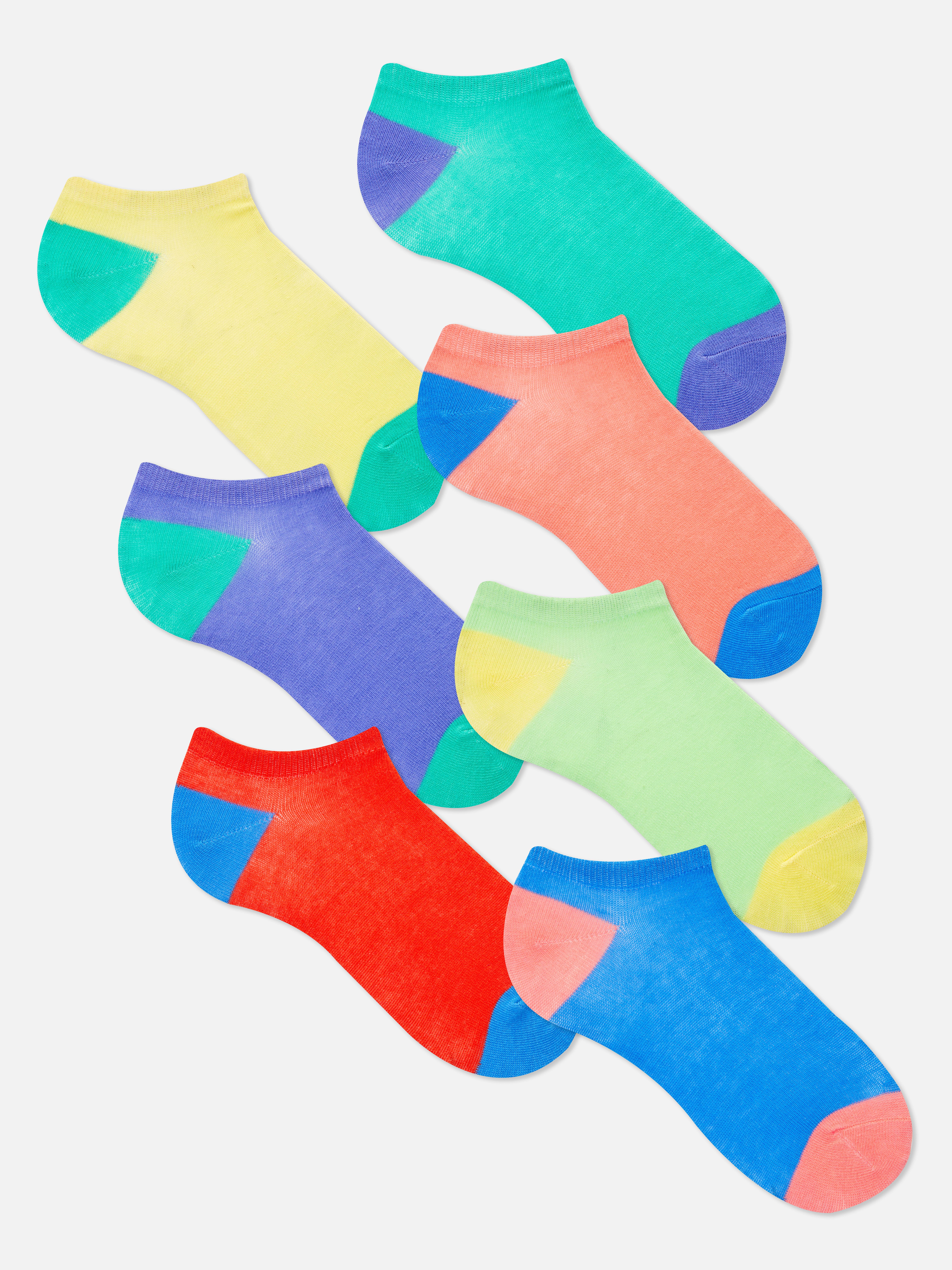 Zweifarbige Sneaker Socken, 7er-Pack