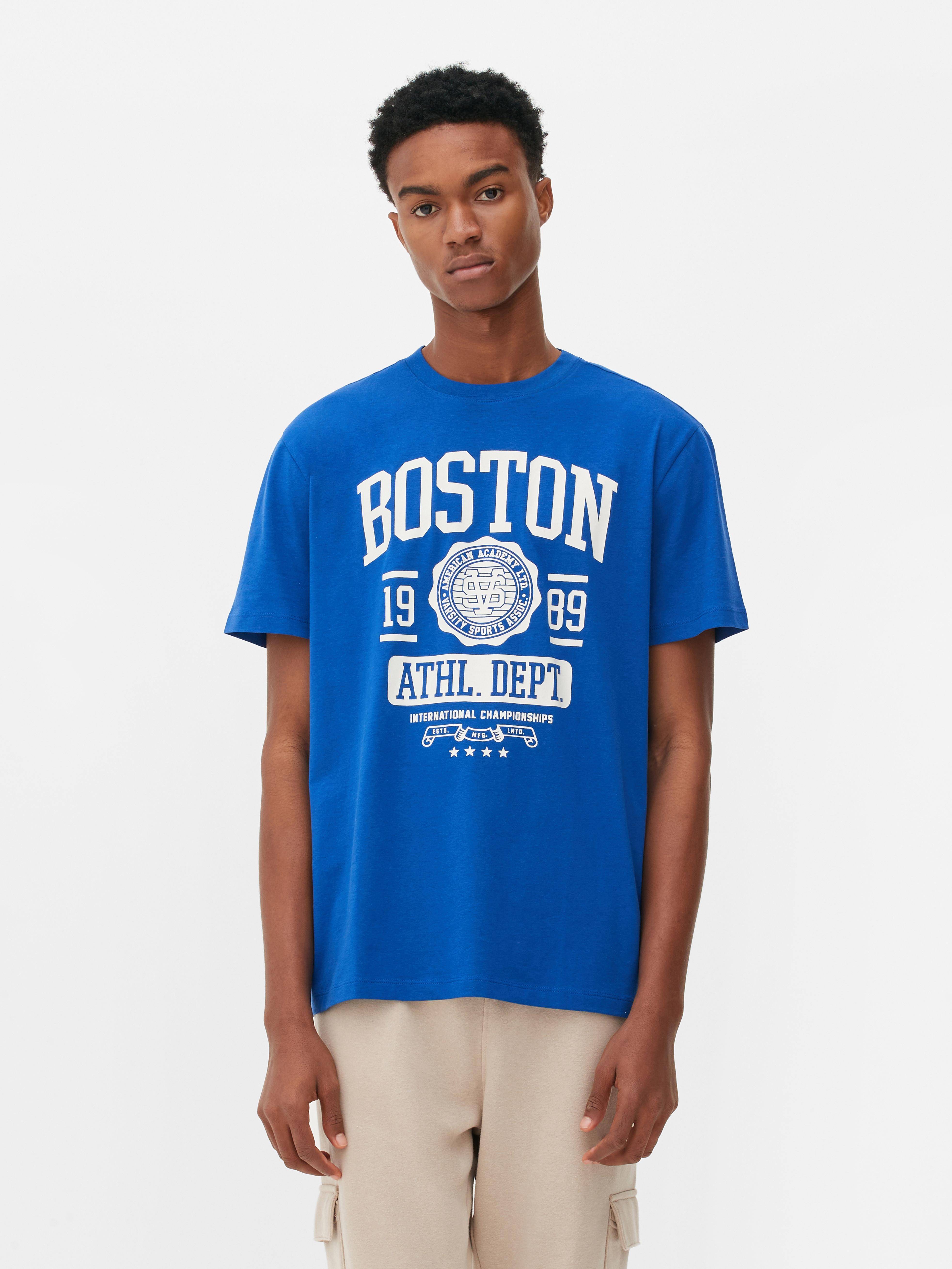  Boston Varsity Style Pink with White Text T-Shirt