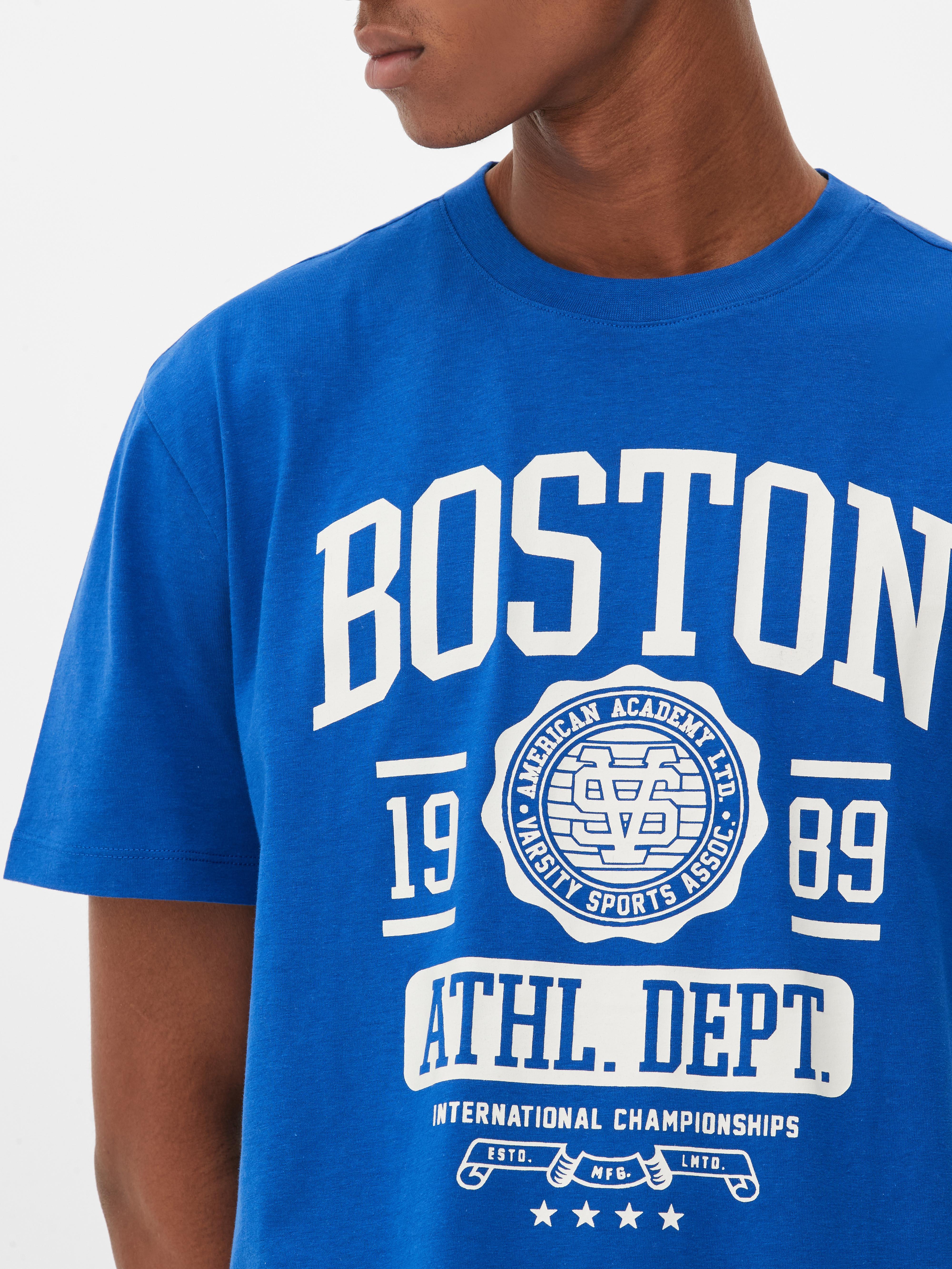  Boston Varsity Style Pink with White Text T-Shirt