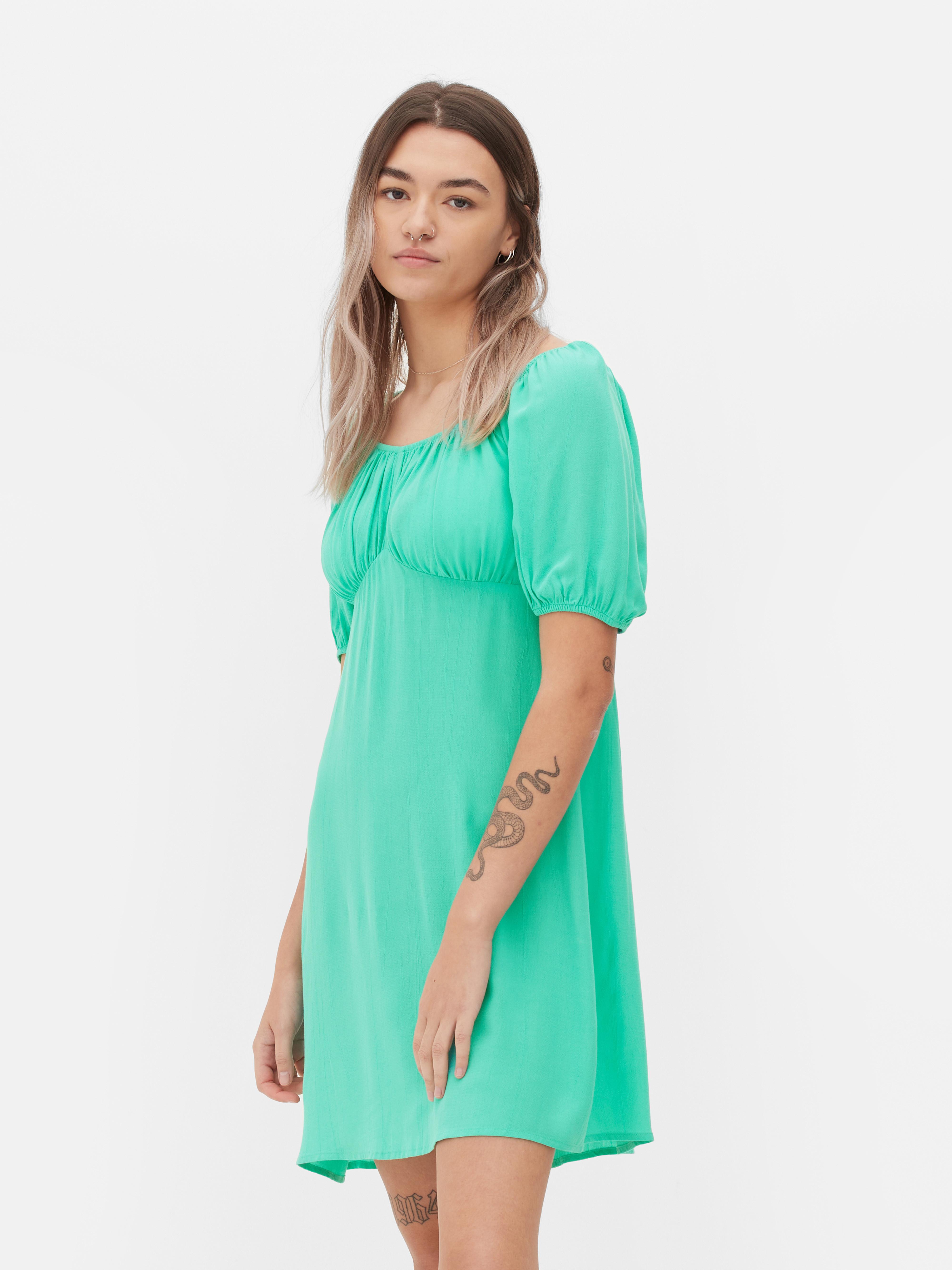 Balloon Sleeve Mini Dress