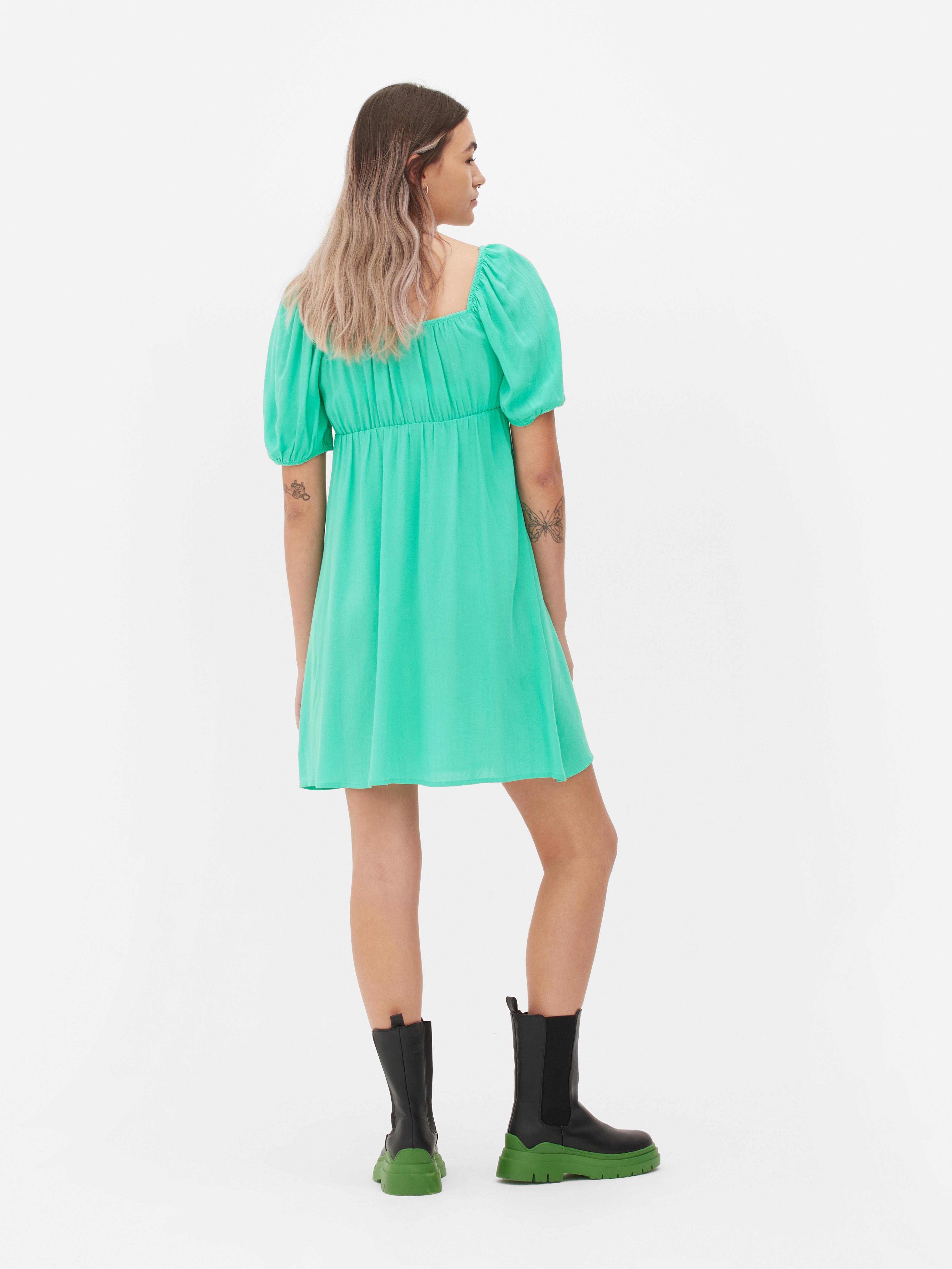 Balloon Sleeve Mini Dress