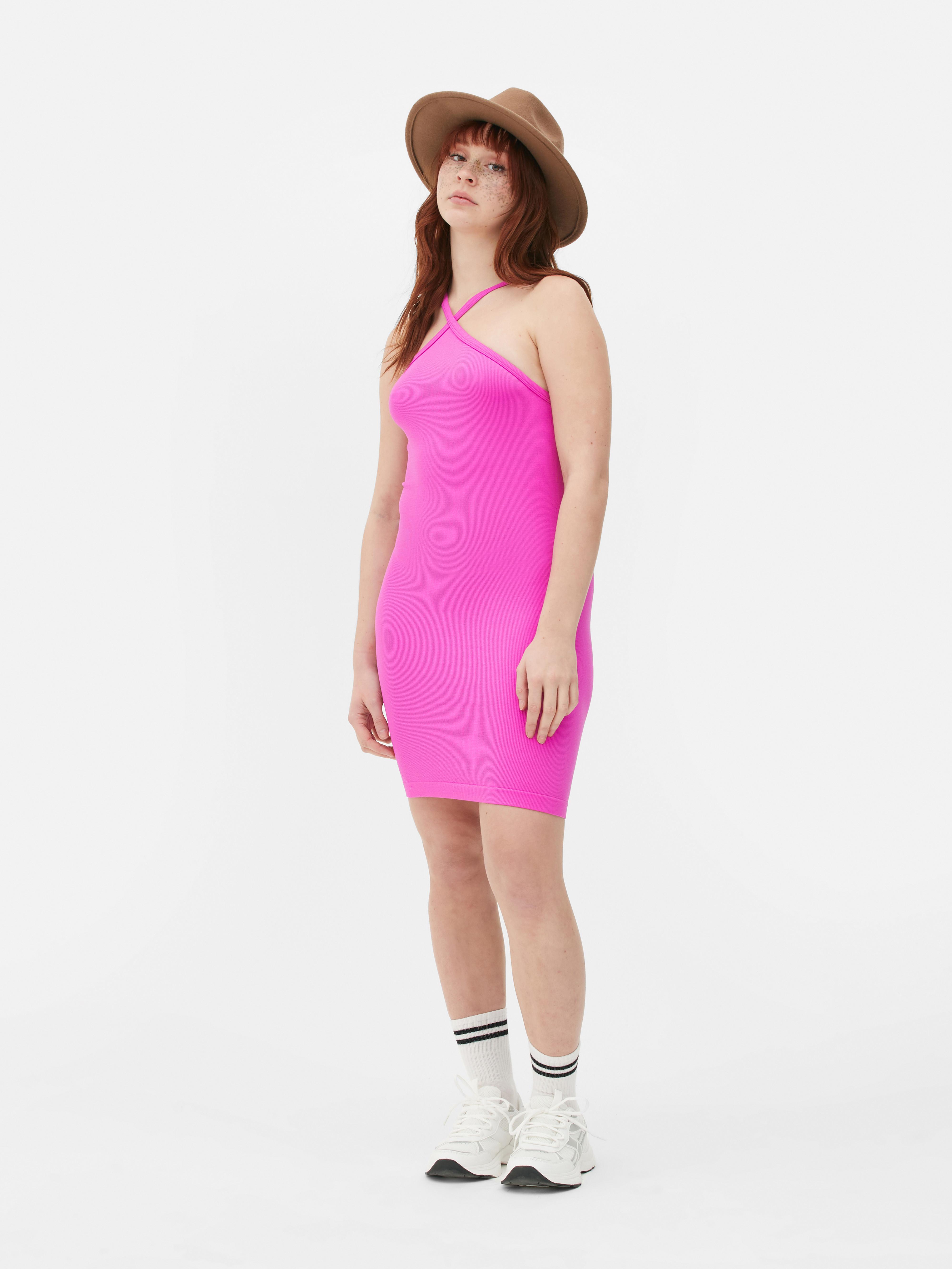 Crossover Mini Dress Pink