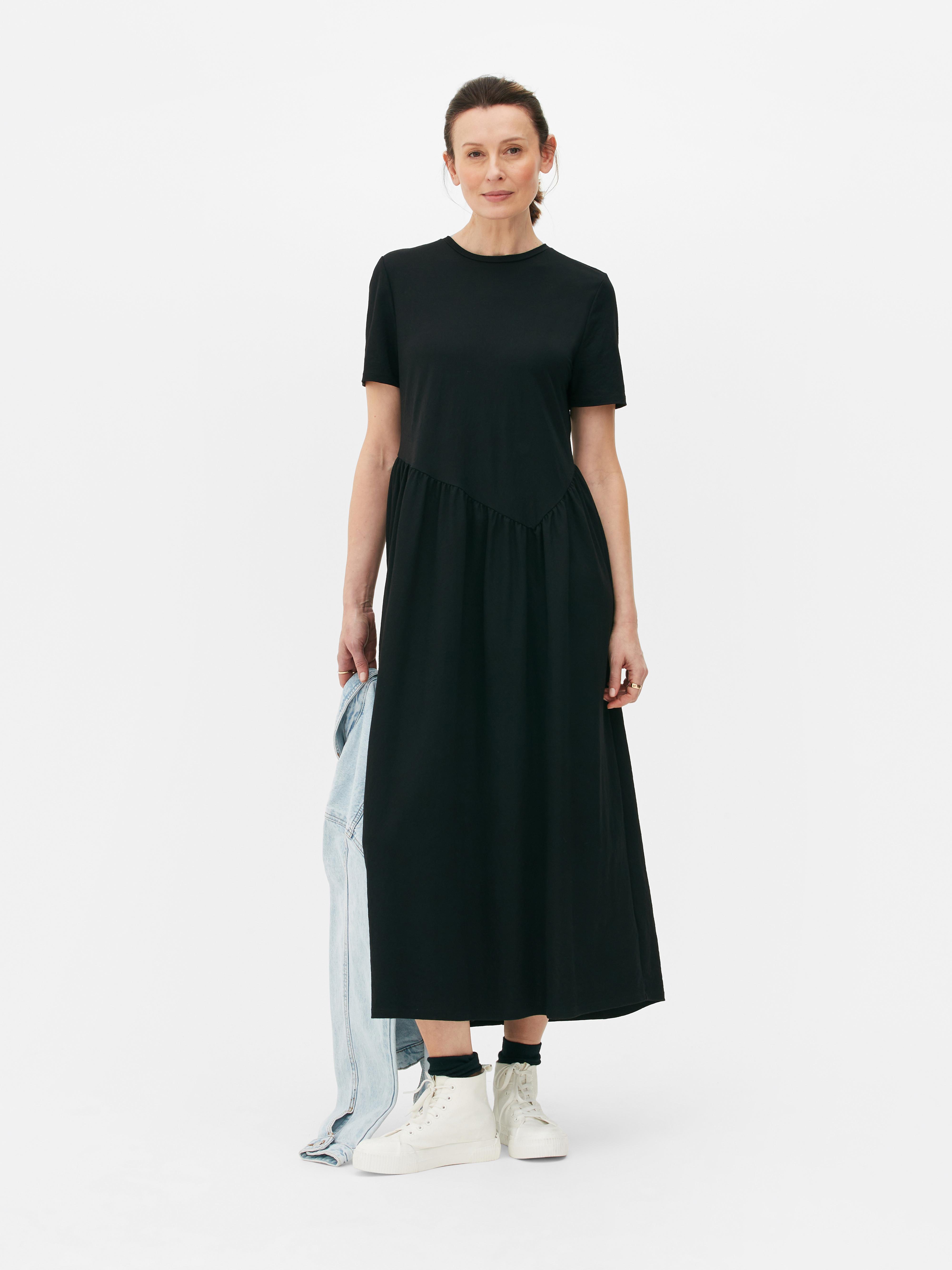 Asymmetrical Midi Dress Black