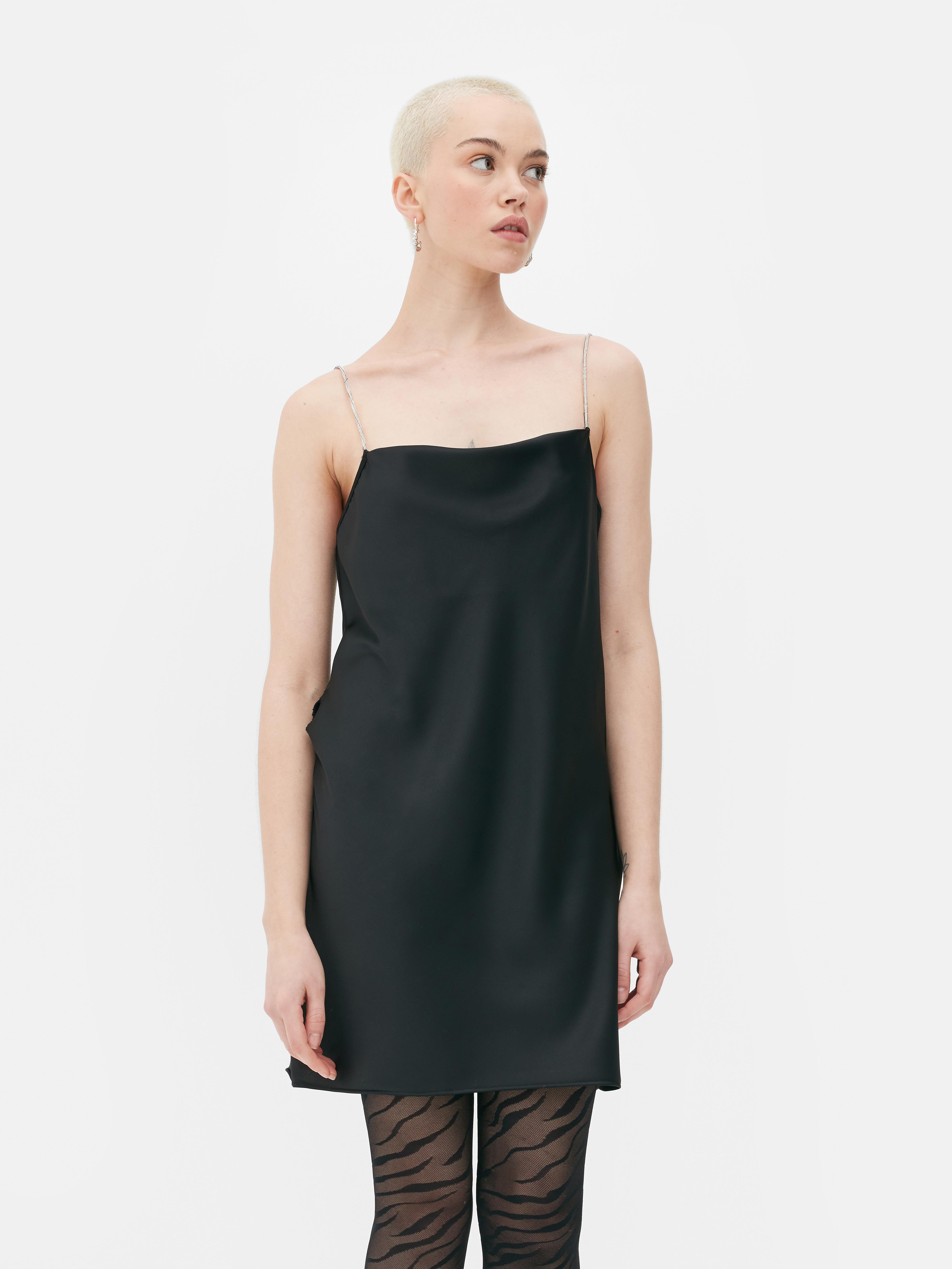 Diamante Satin Slip Dress