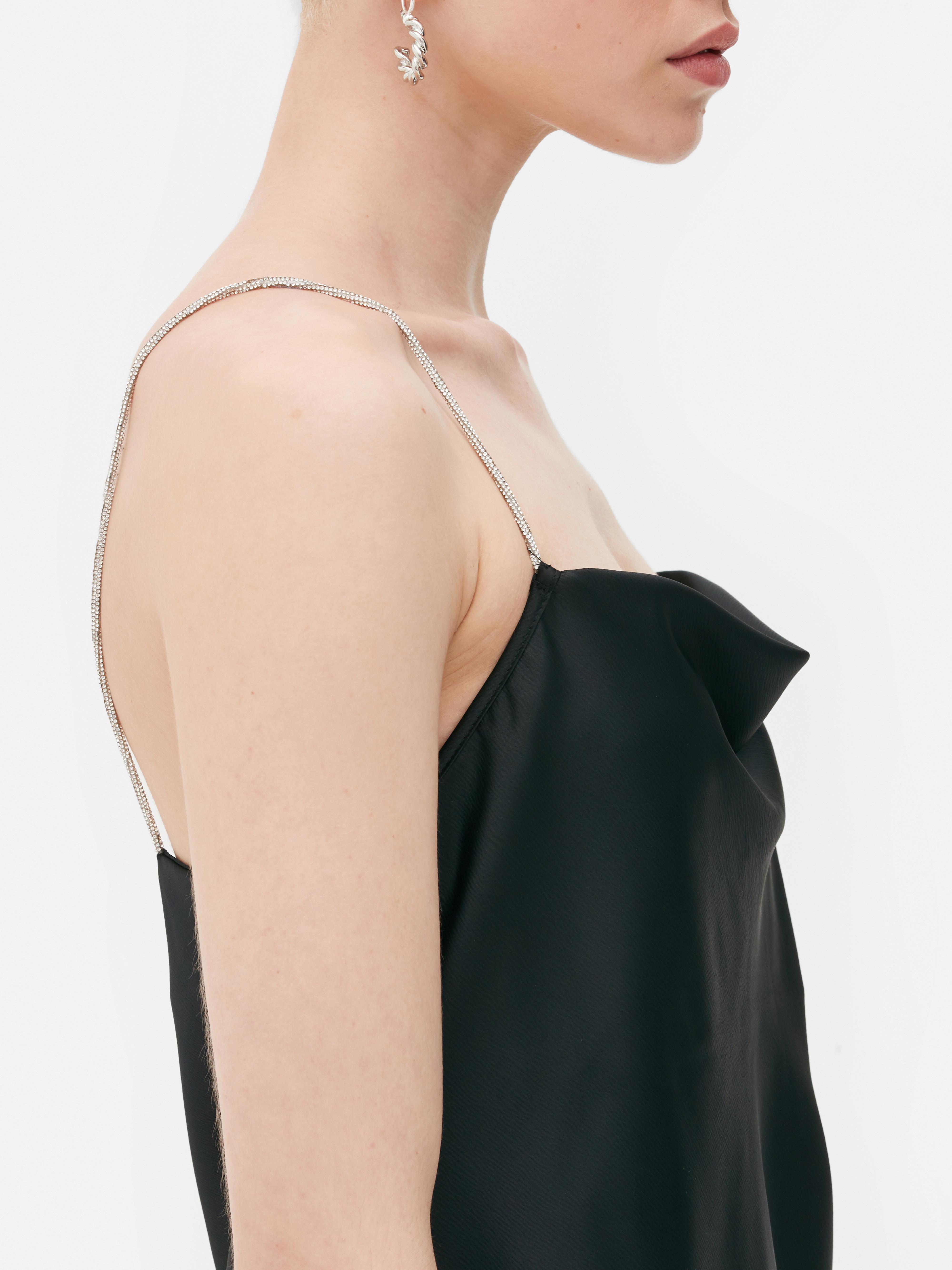 Diamante Satin Slip Dress