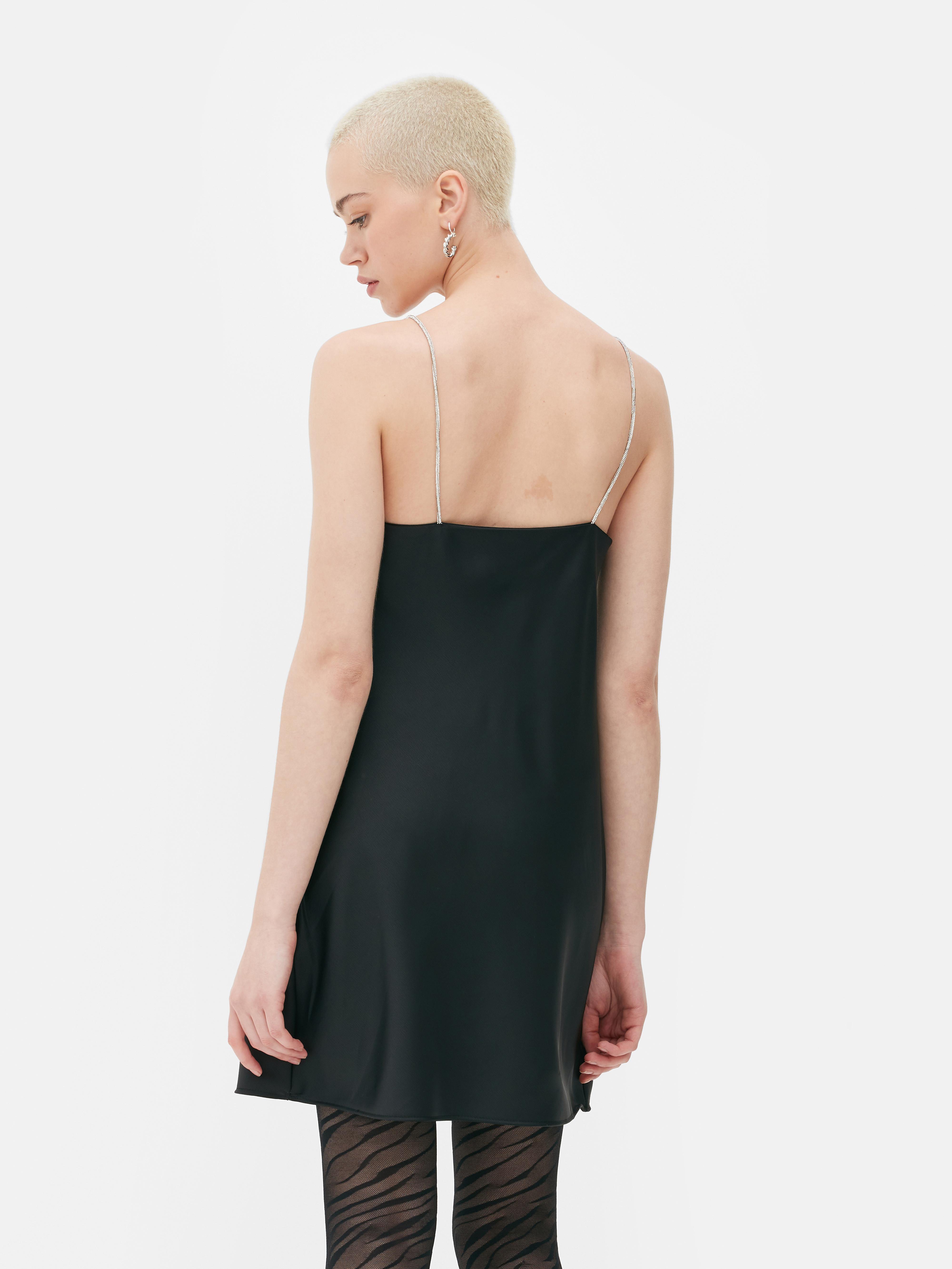 Diamante Satin Slip Dress
