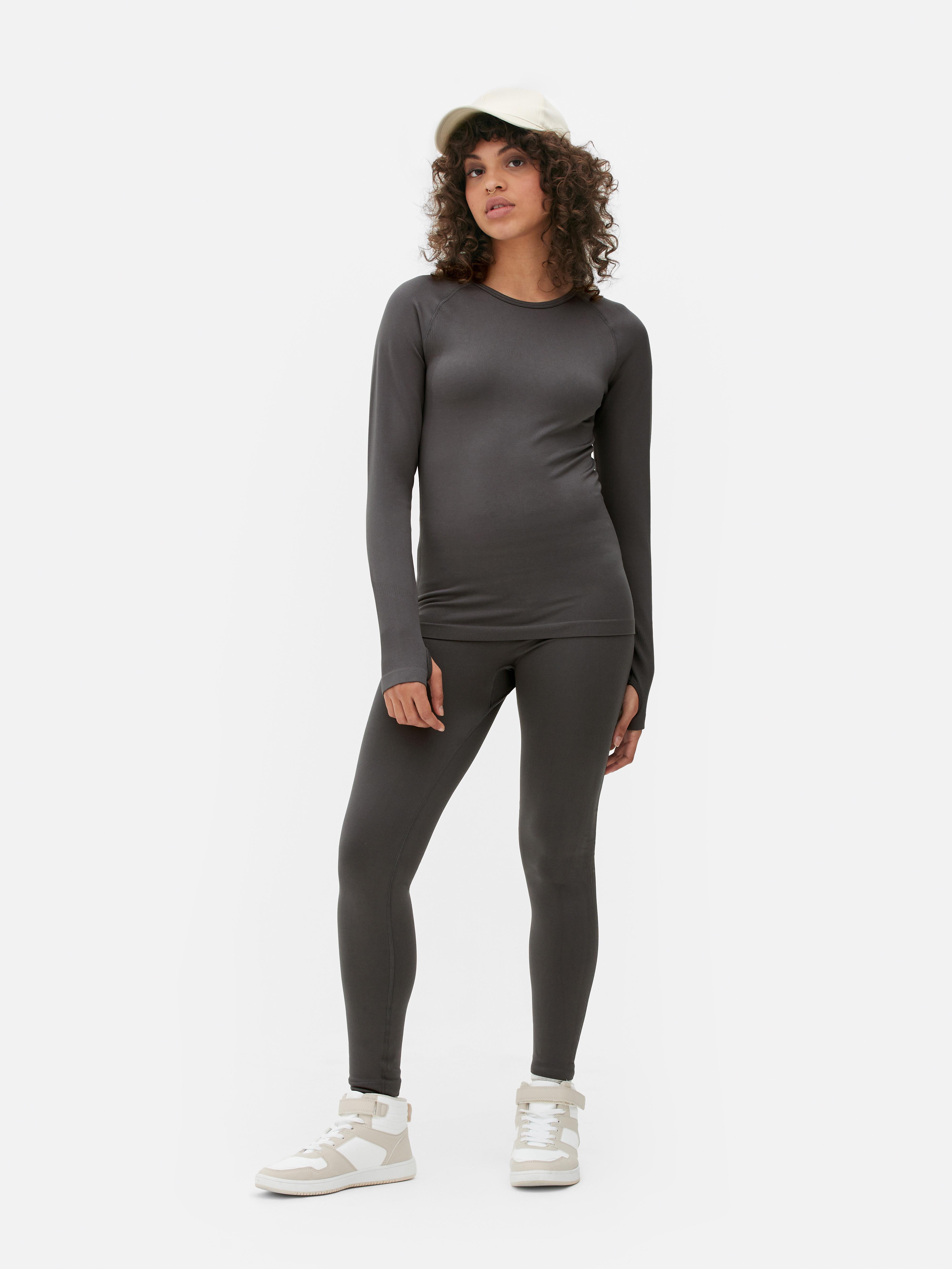 Womens Dark Grey Seamless Performance Full-Length Leggings