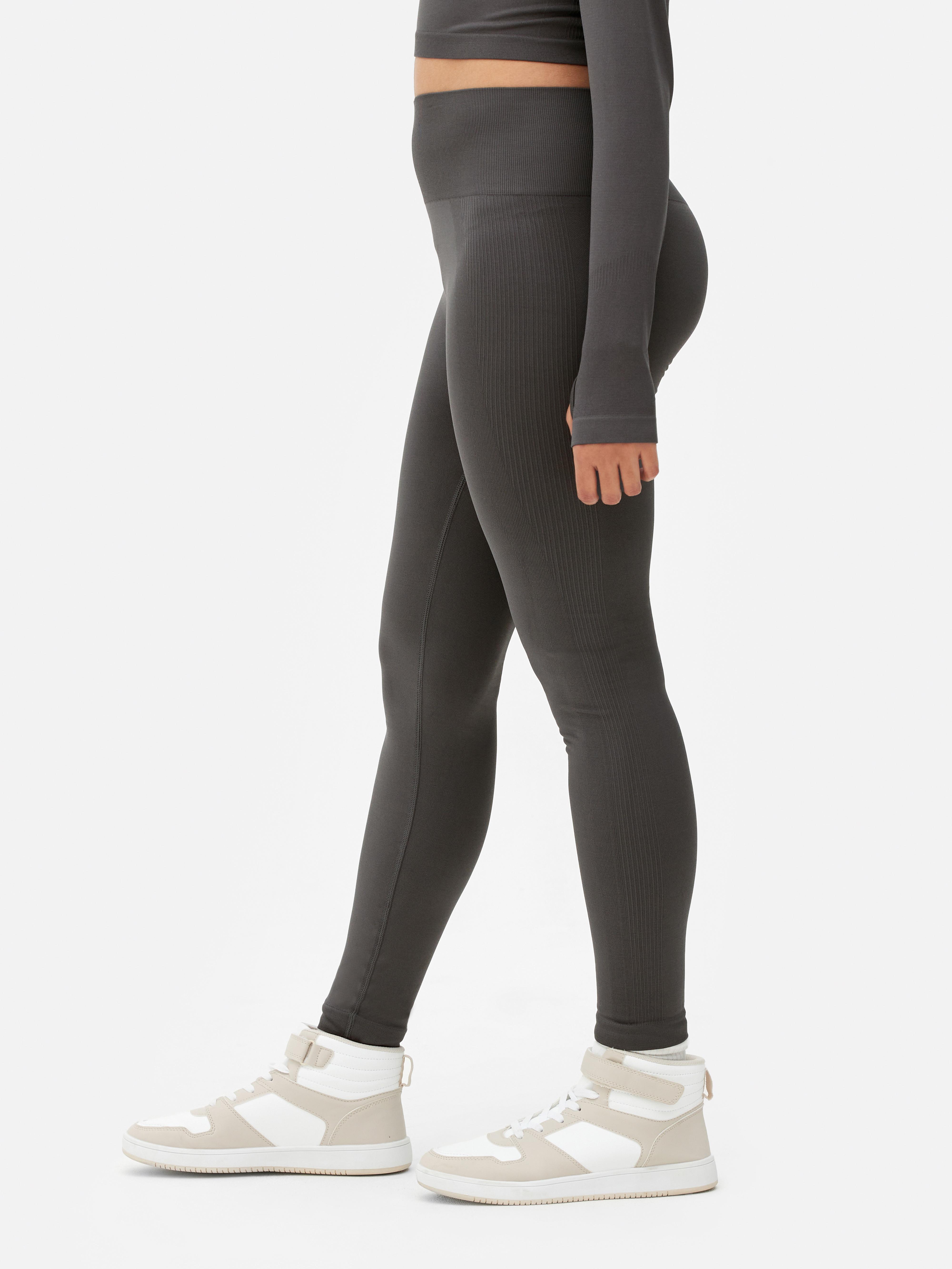 Womens Dark Grey Seamless Performance Full-Length Leggings