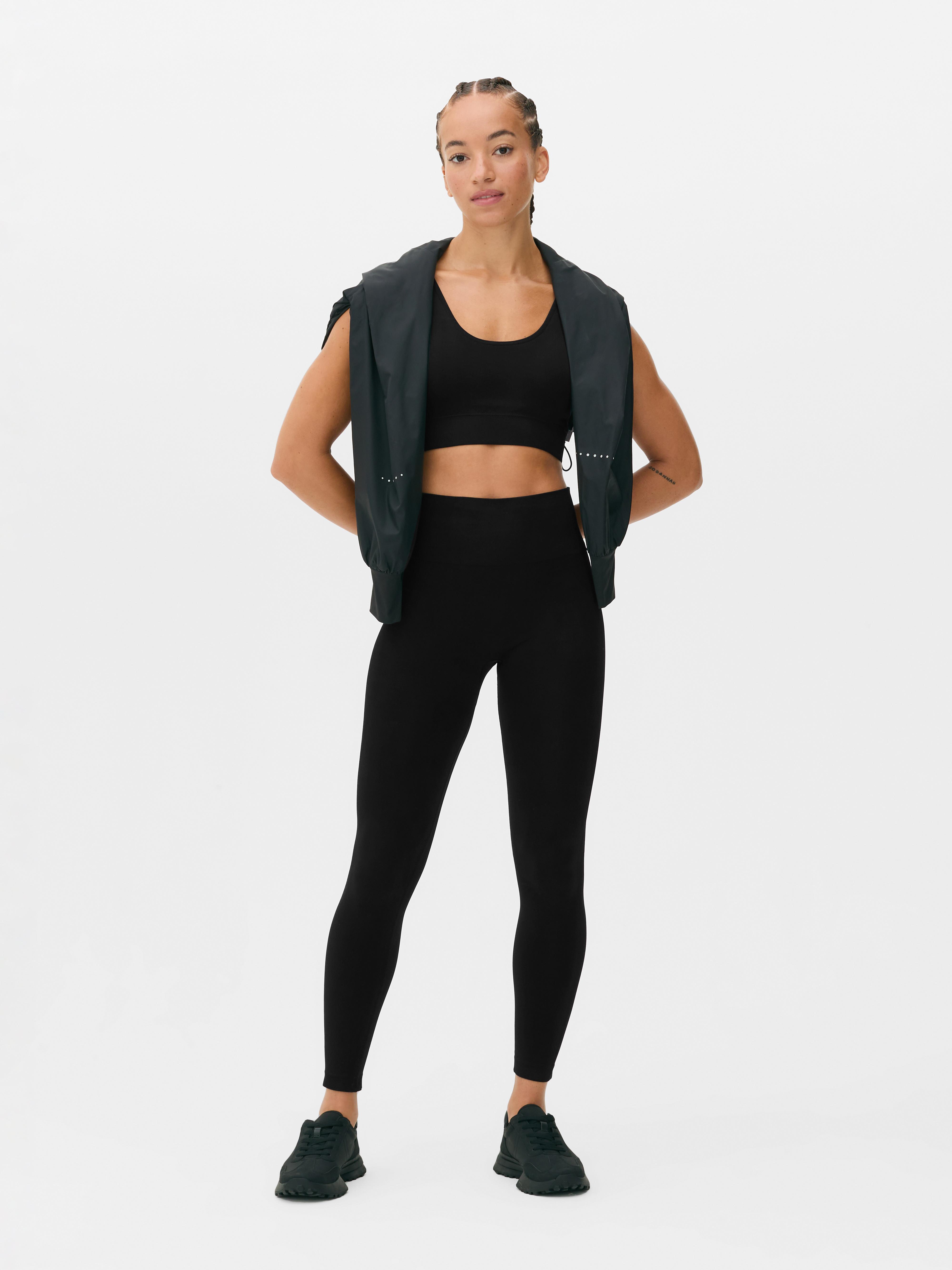 Womens Black Seamless Performance Full-Length Leggings