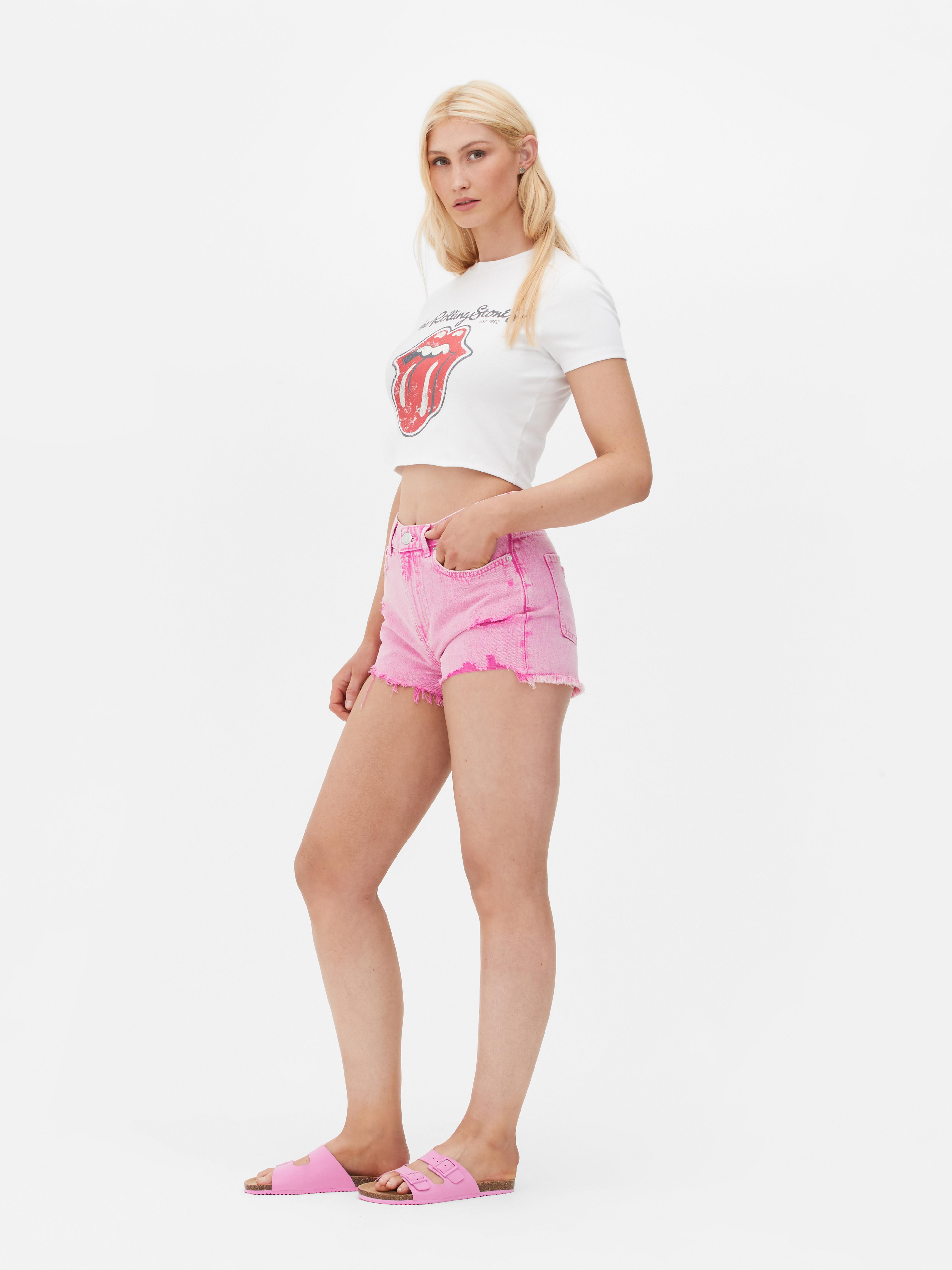 Frayed Denim Shorts Pink
