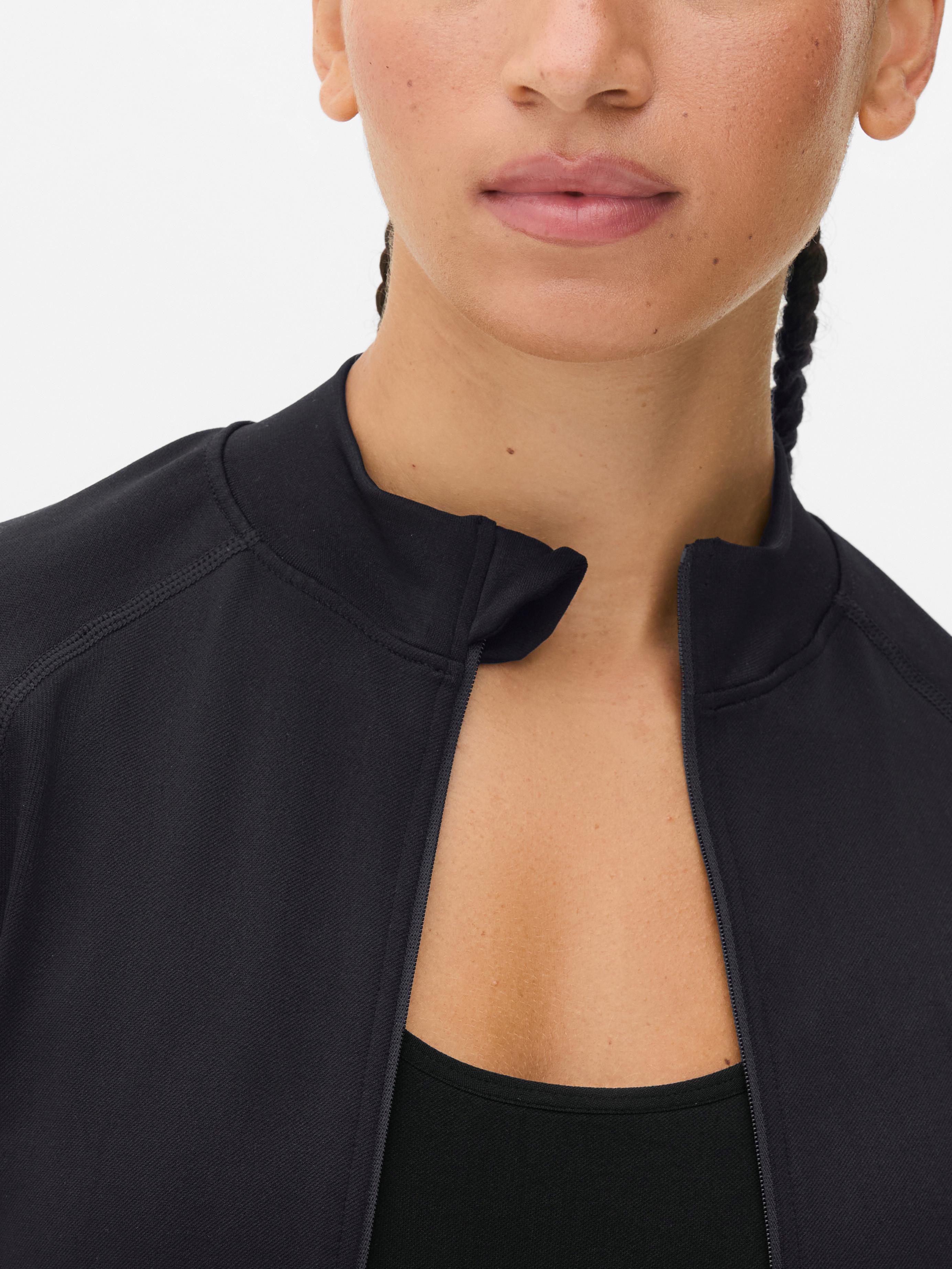 Womens Black Performance Seamless Zip-Up Jacket