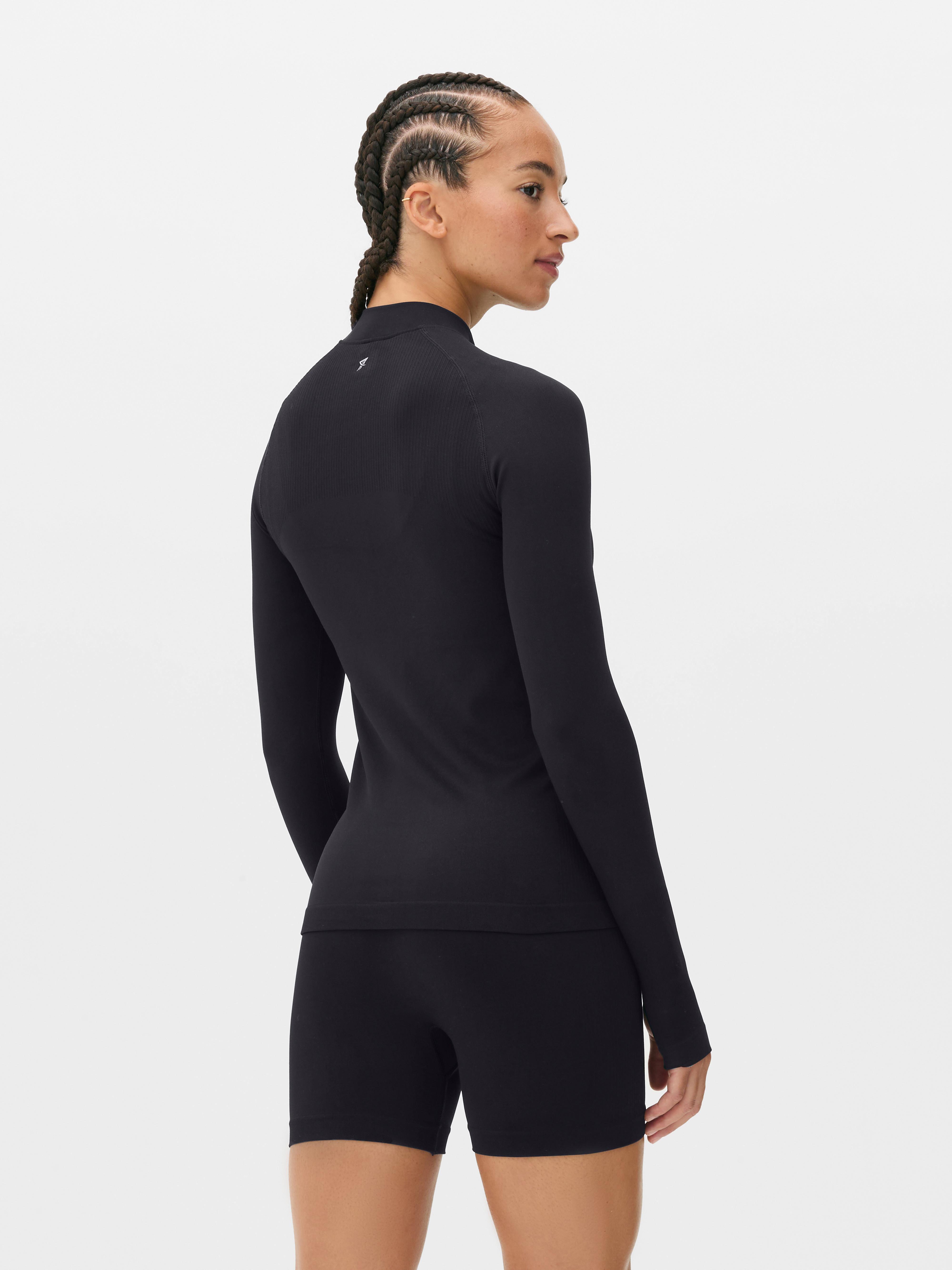 Womens Black Performance Seamless Zip-Up Jacket