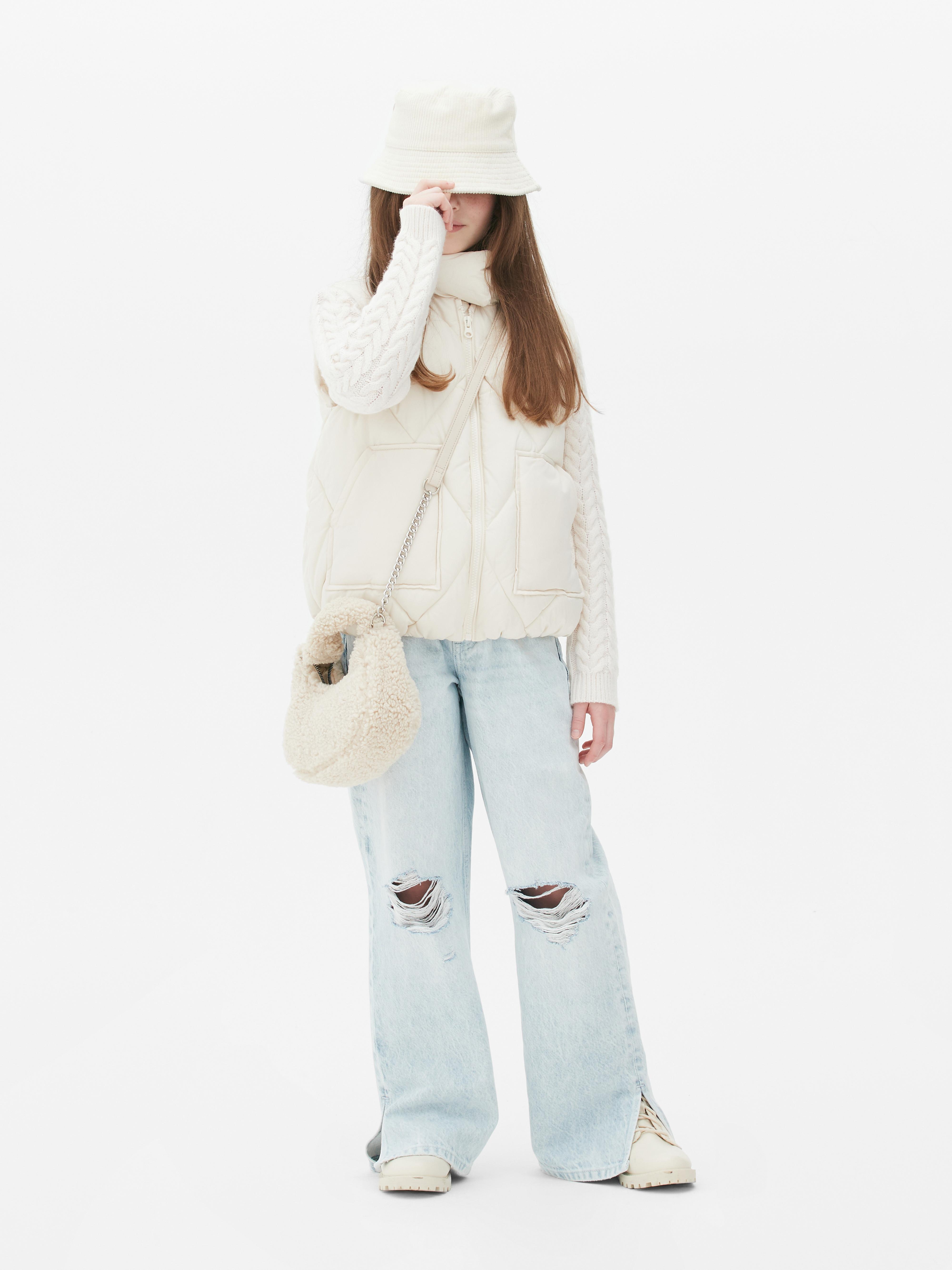 '90s Distressed Detail Wide Leg Jeans