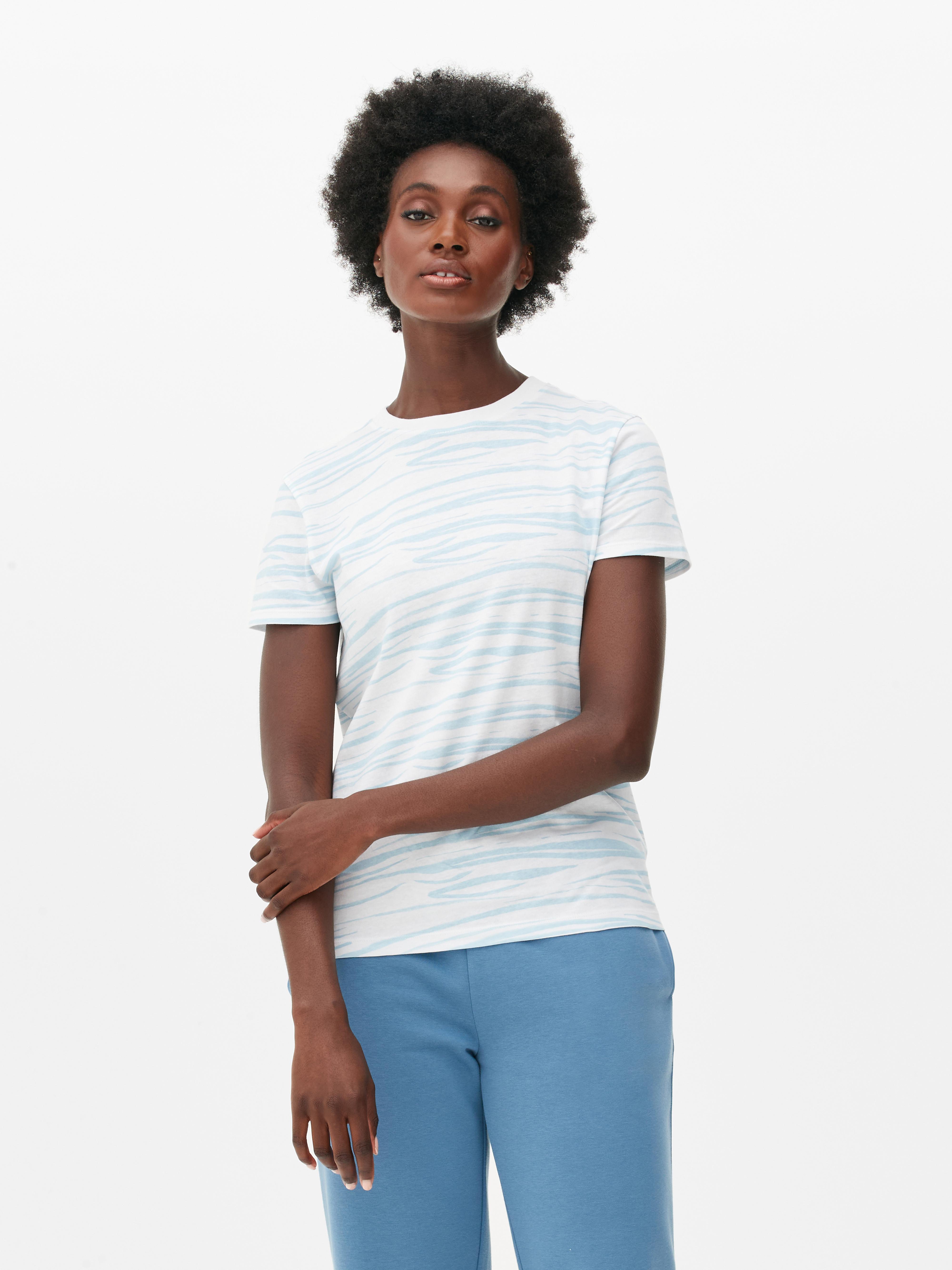 T-shirt à col ras-du-cou à motifs