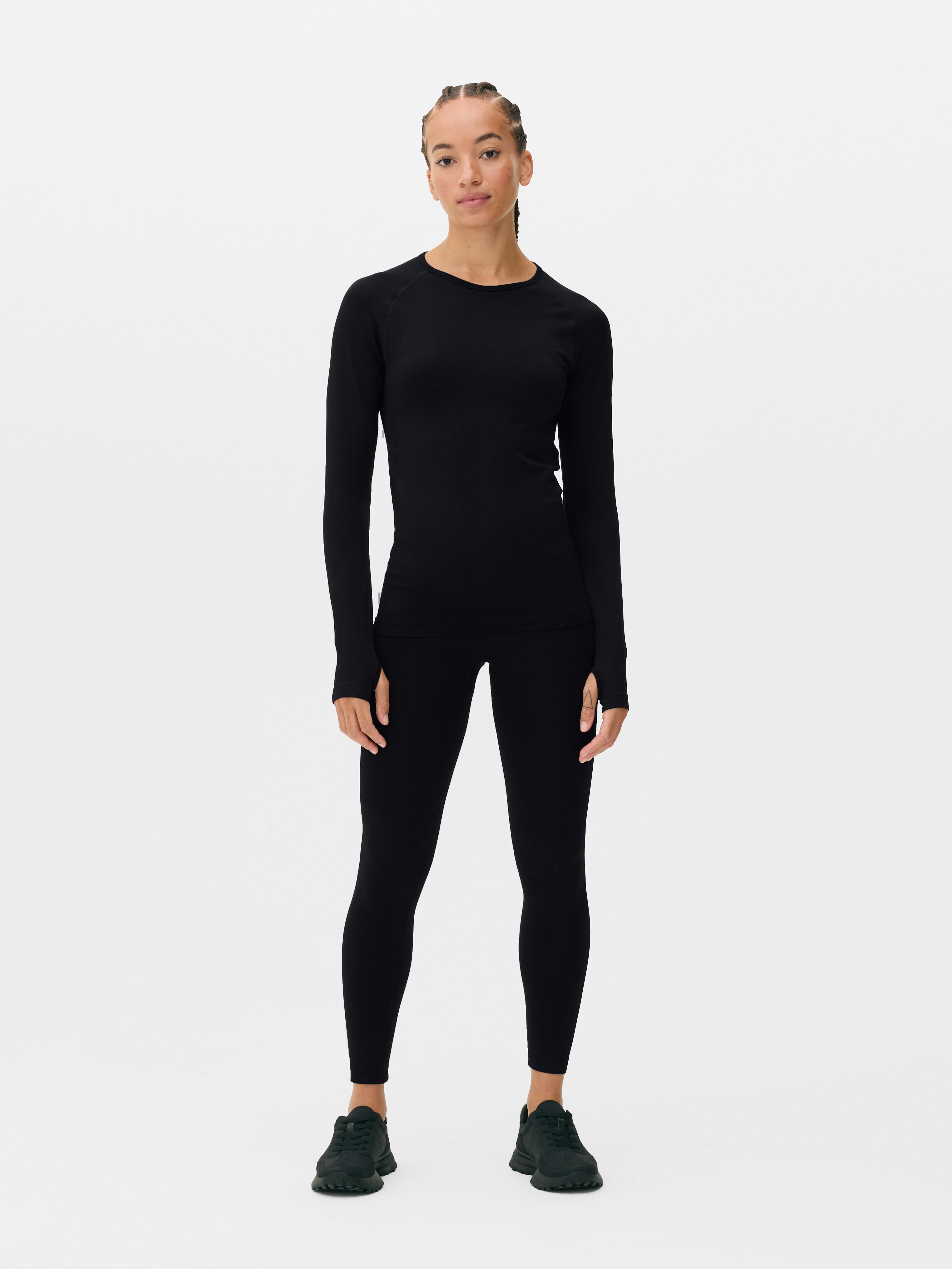 Womens Black Seamless Performance Long Sleeve Top