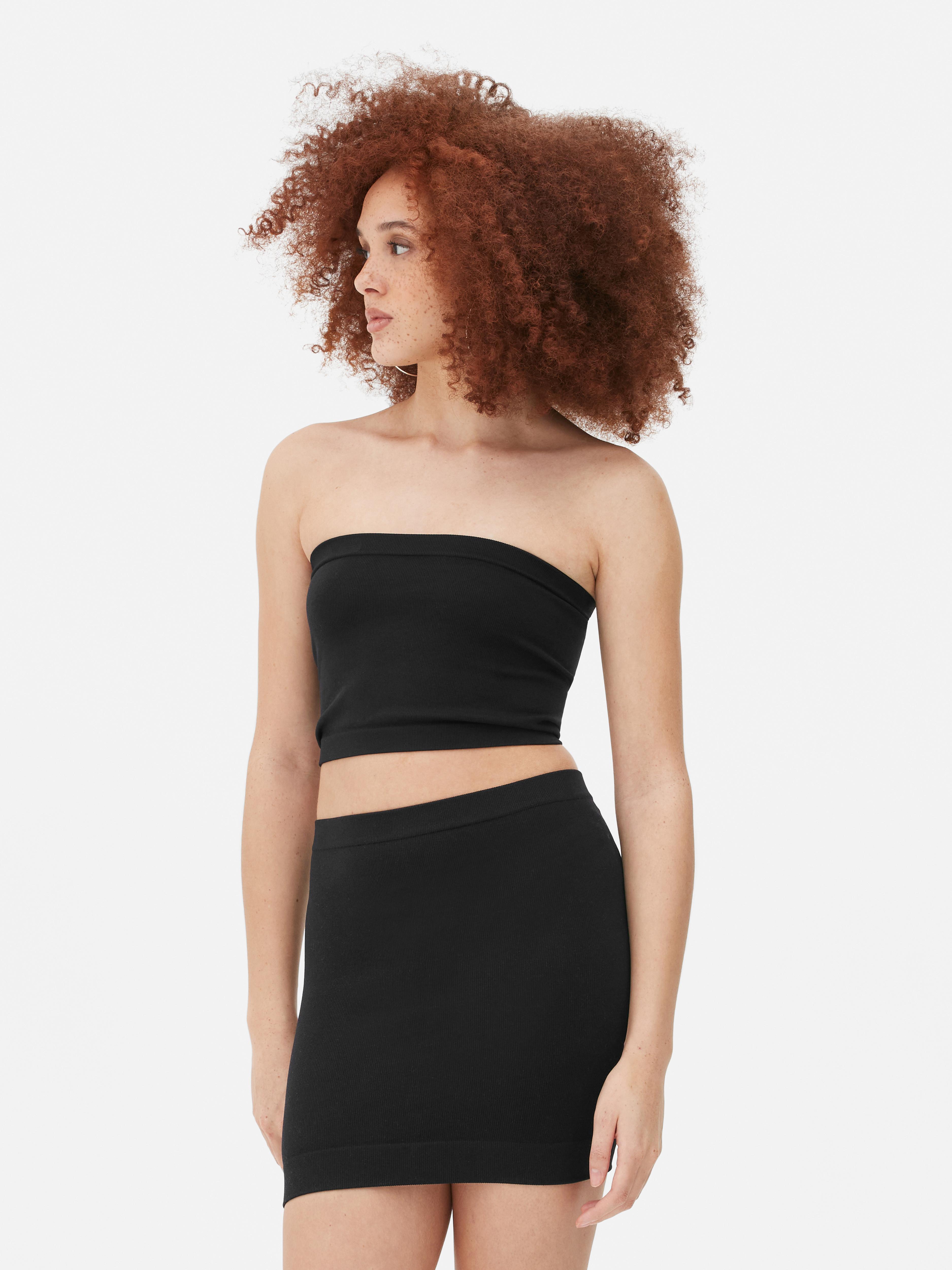 Basic Black Rib Bandeau Crop Top