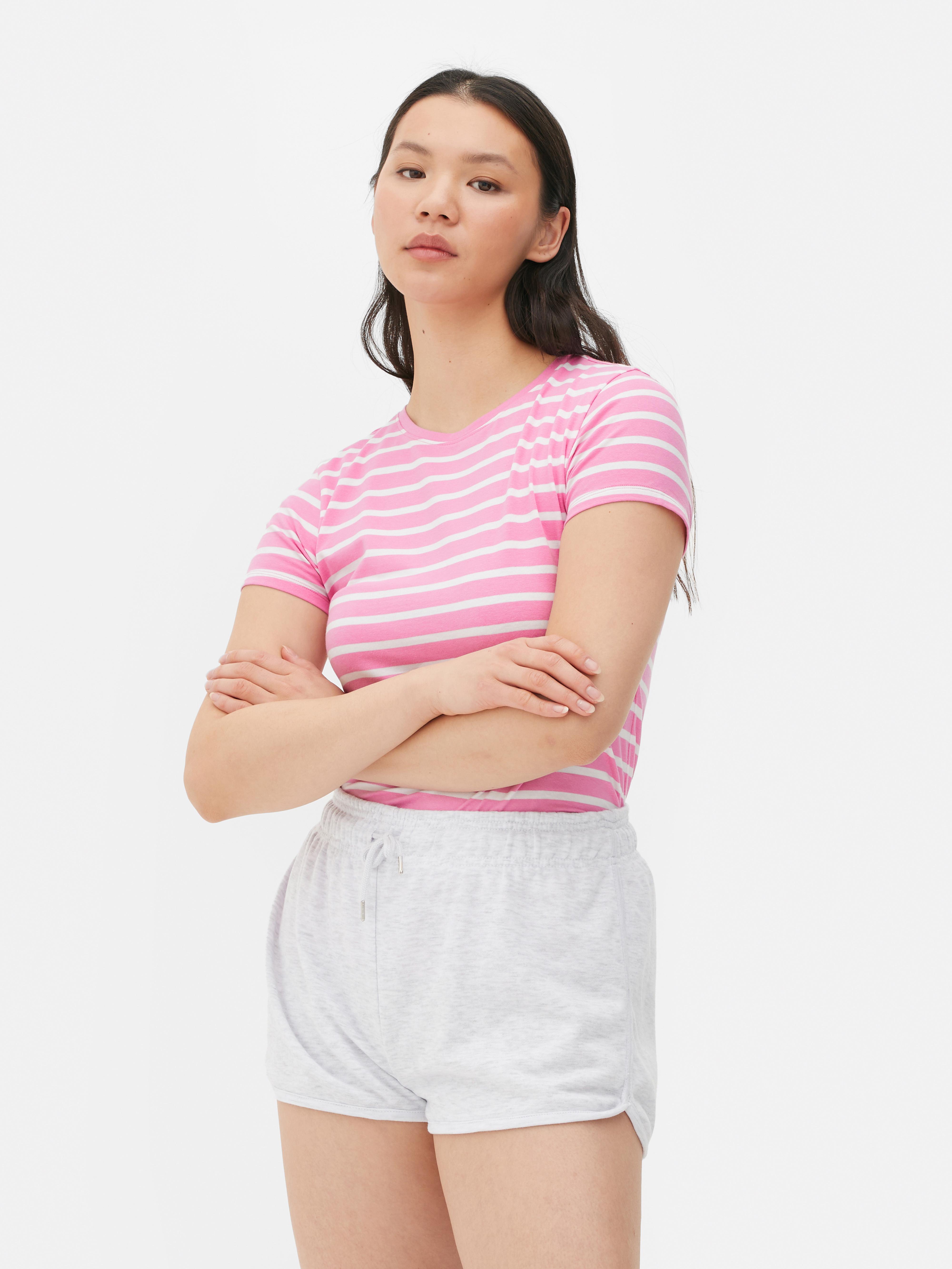 T-shirt elasticizzata con stampa a righe