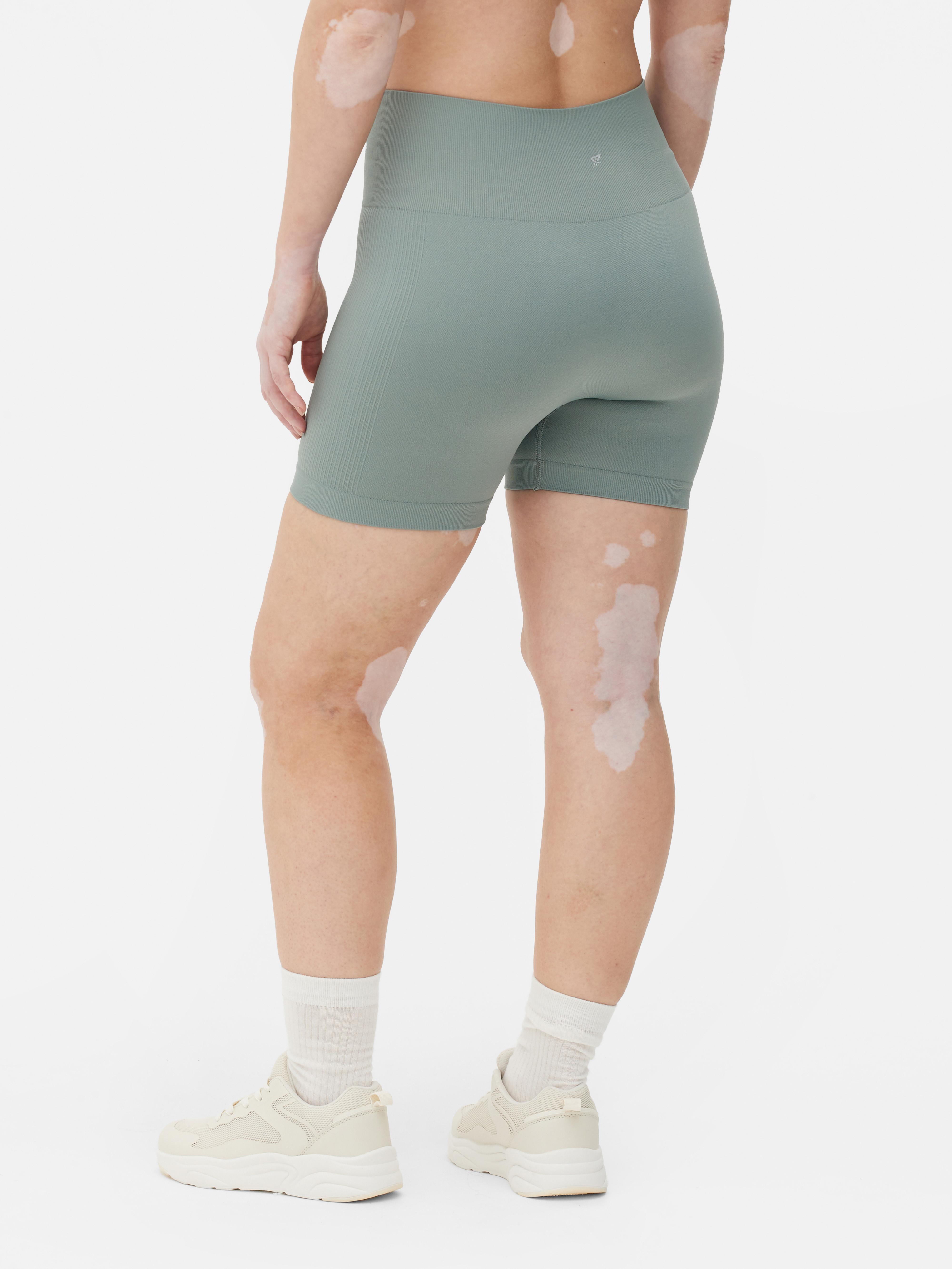 Womens Light Green Performance Seamless High-Rise Shorts