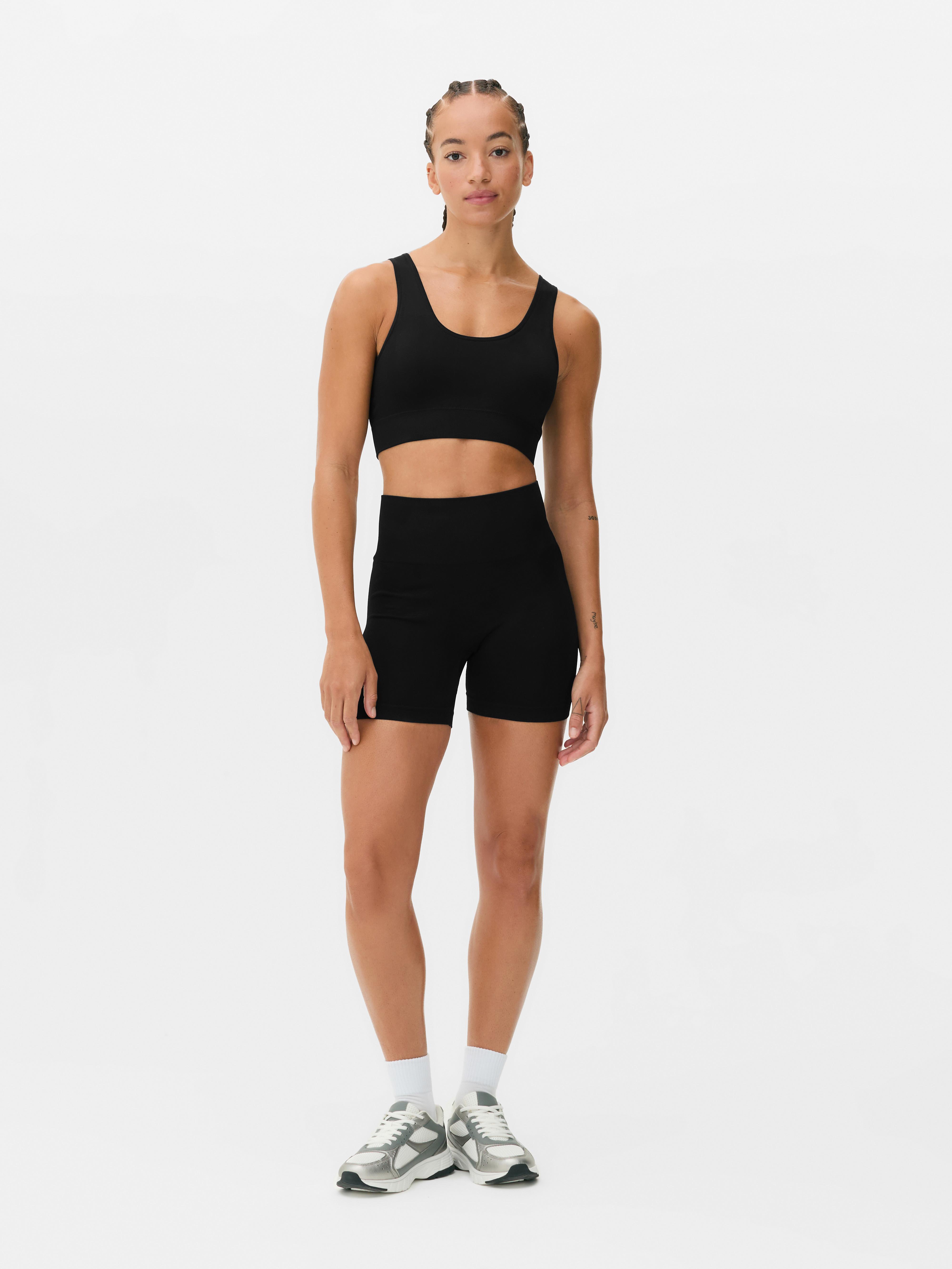 Naadloze korte sportbroek met hoge taille