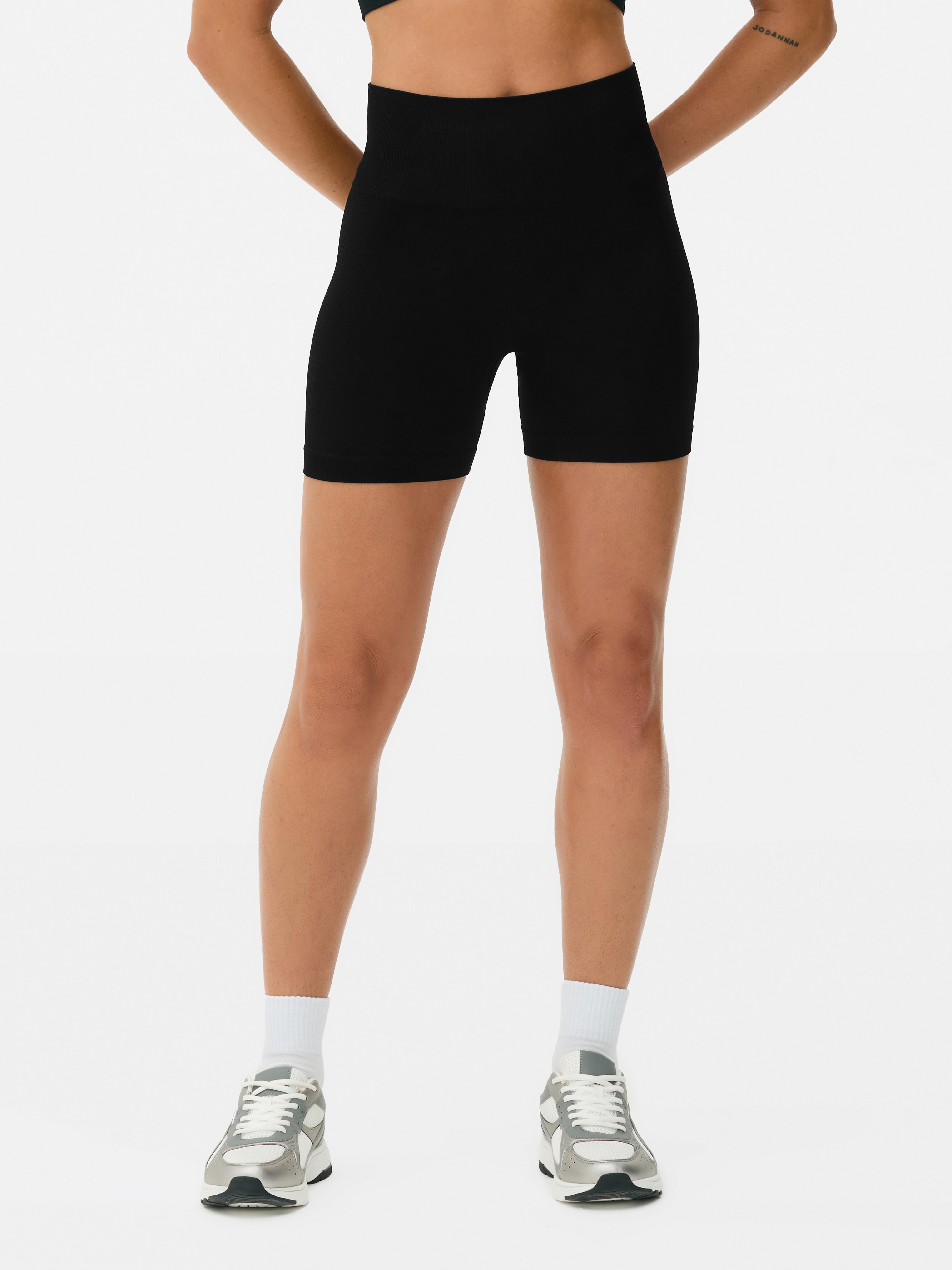 Womens Black Performance Seamless High-Rise Shorts