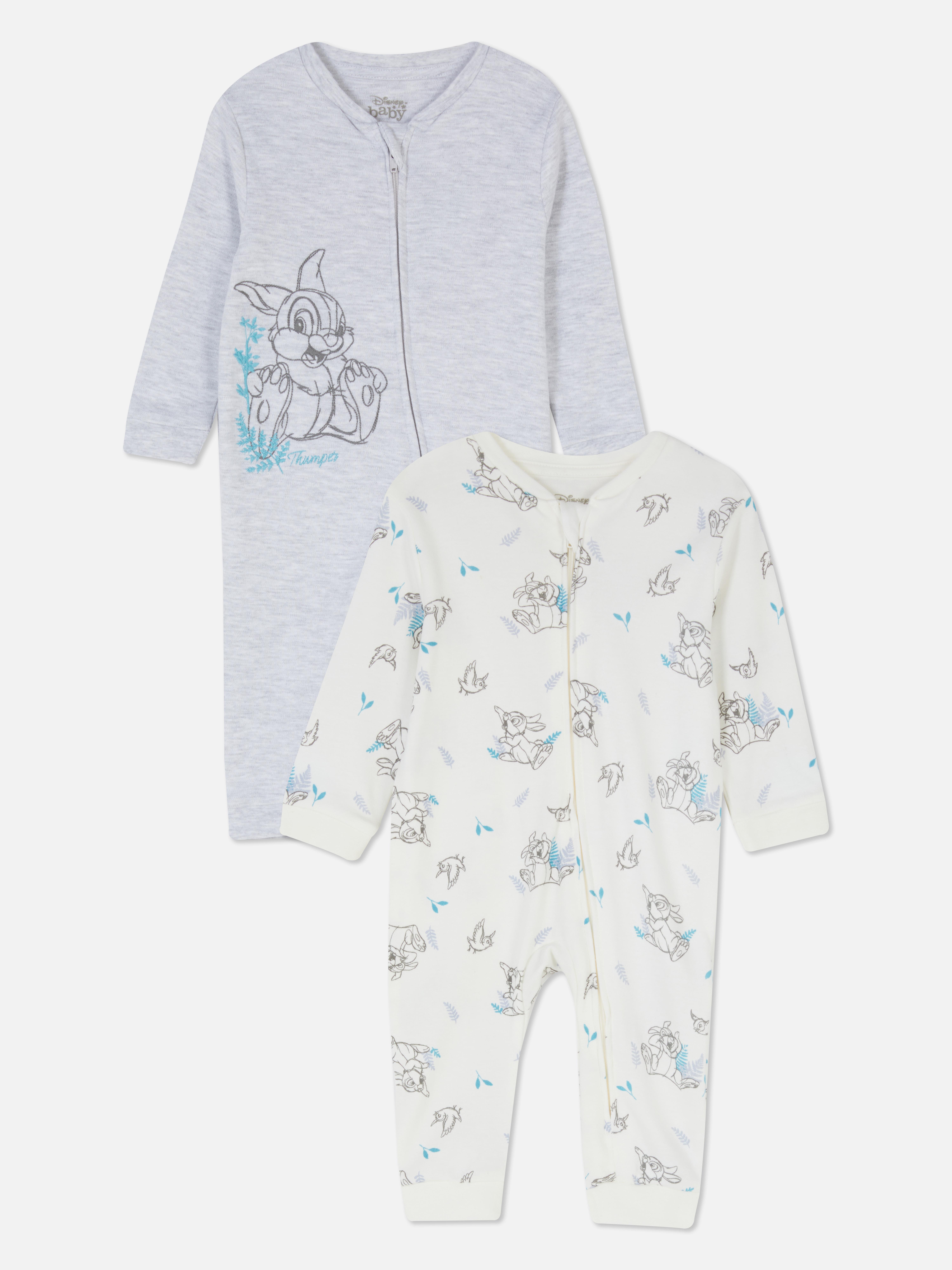 2pk Disney's Bambi and Thumper Zip-up Sleepsuits