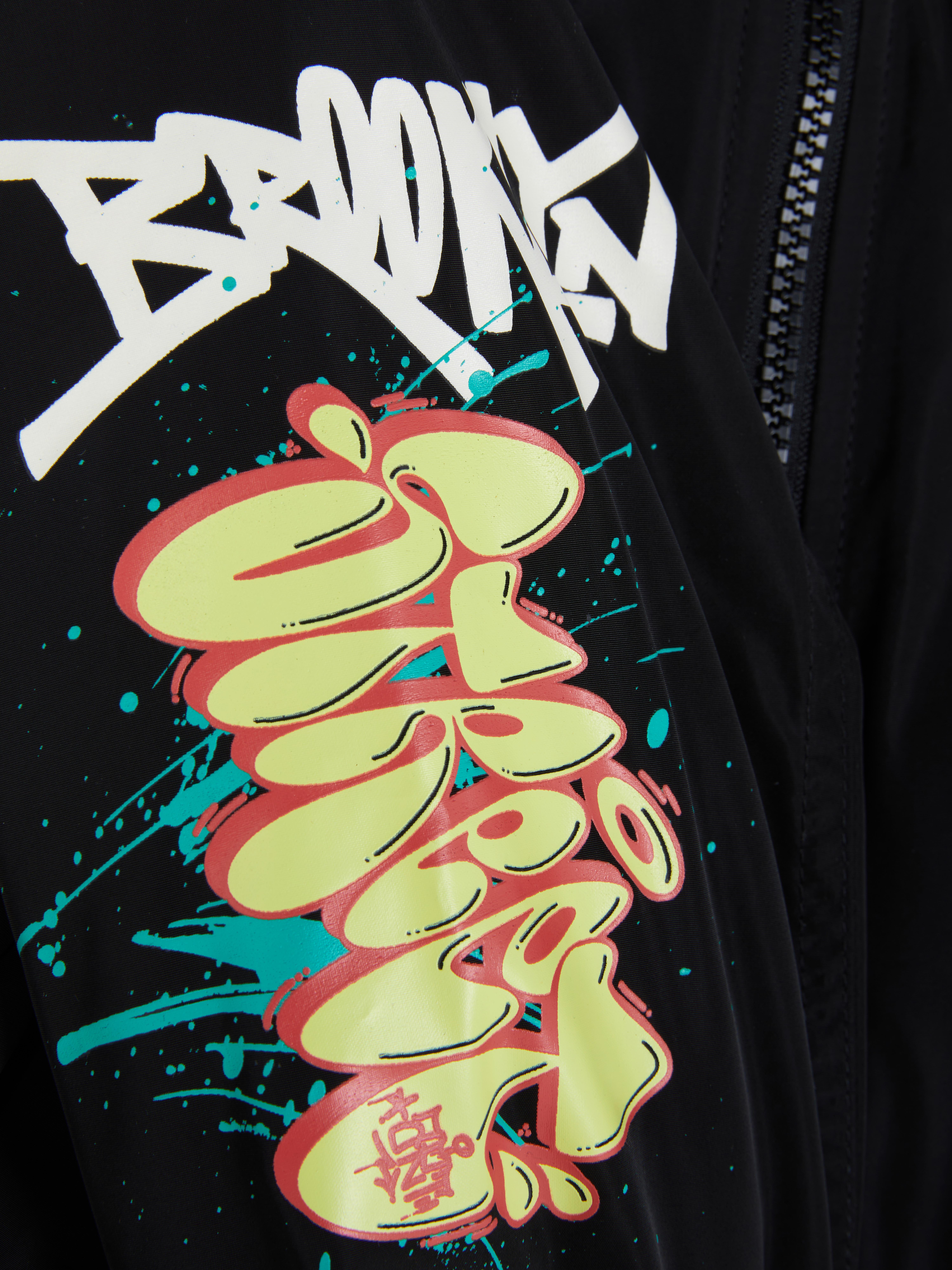 Graffiti Print Bomber Jacket