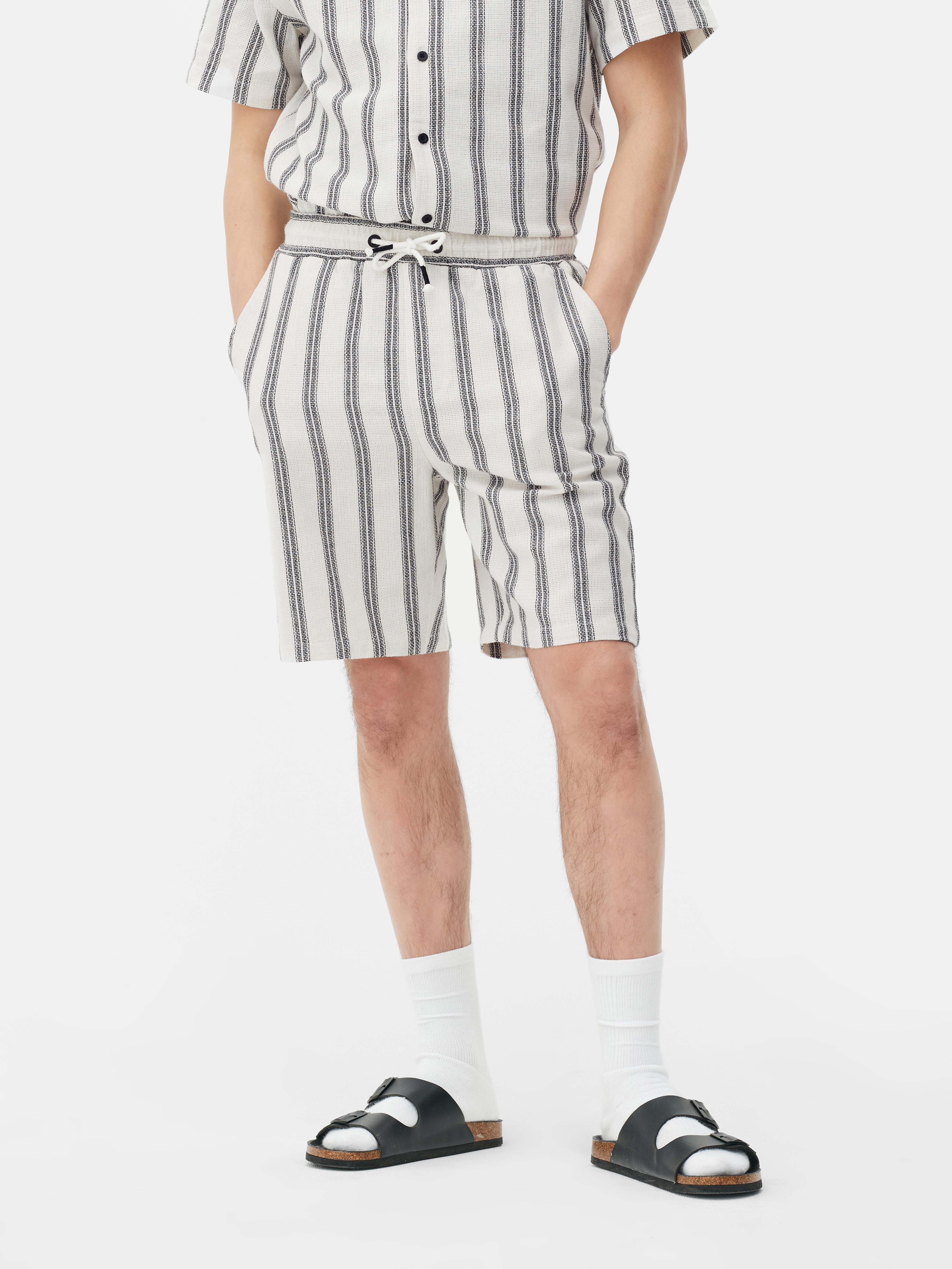 Textured Drawstring Bermuda Shorts