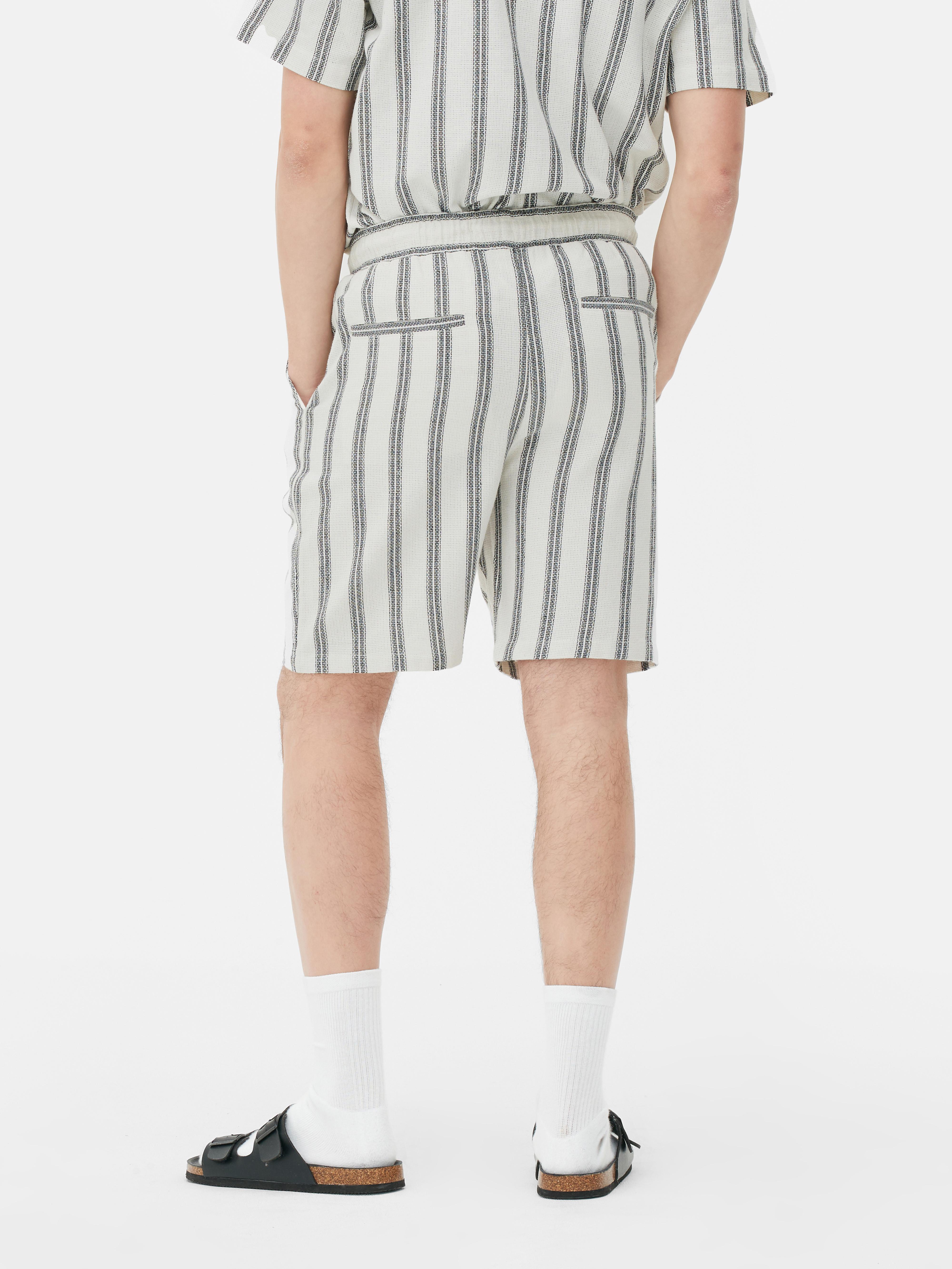 Textured Drawstring Bermuda Shorts
