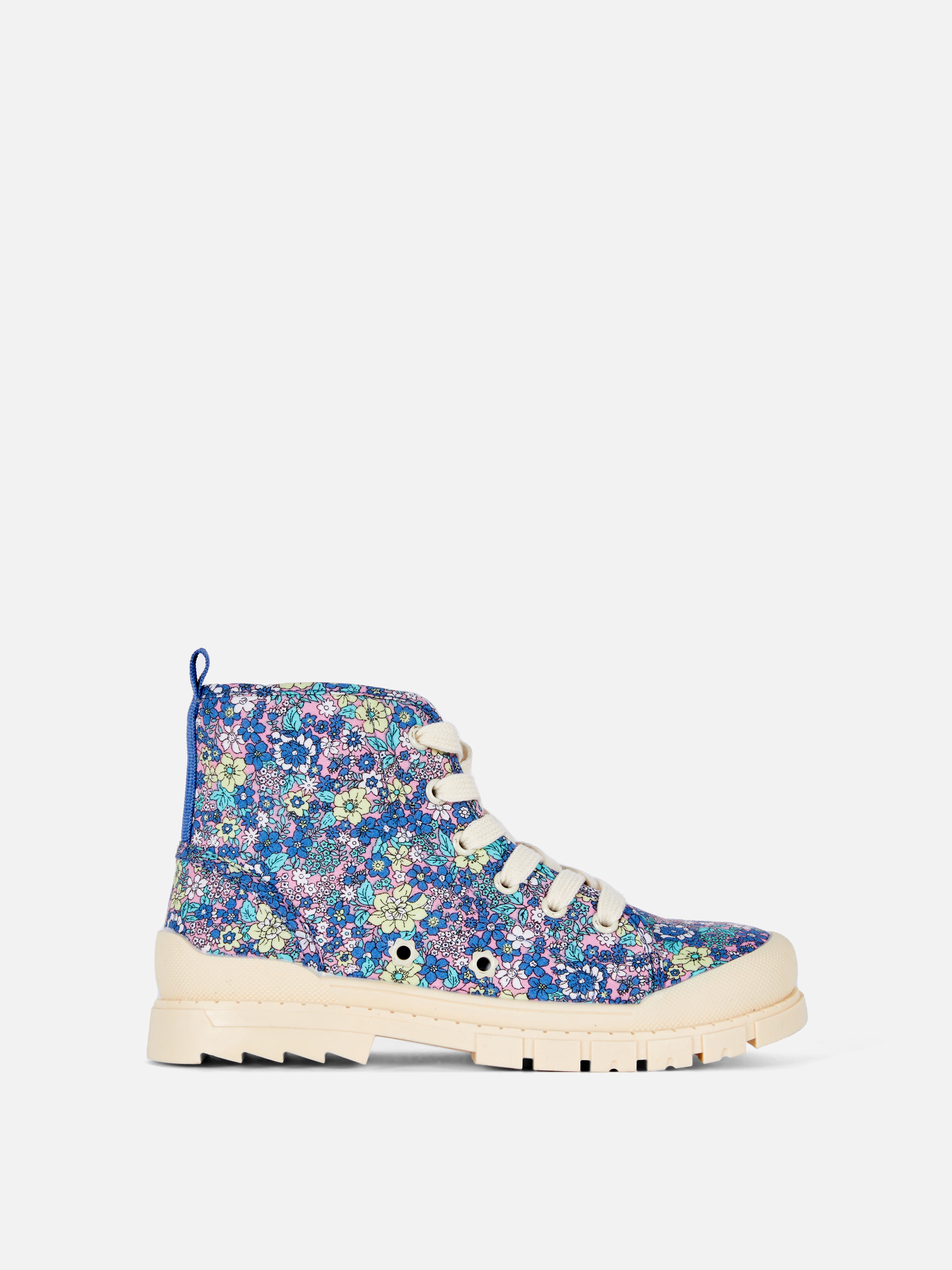 All Over Floral Print Canvas Boots