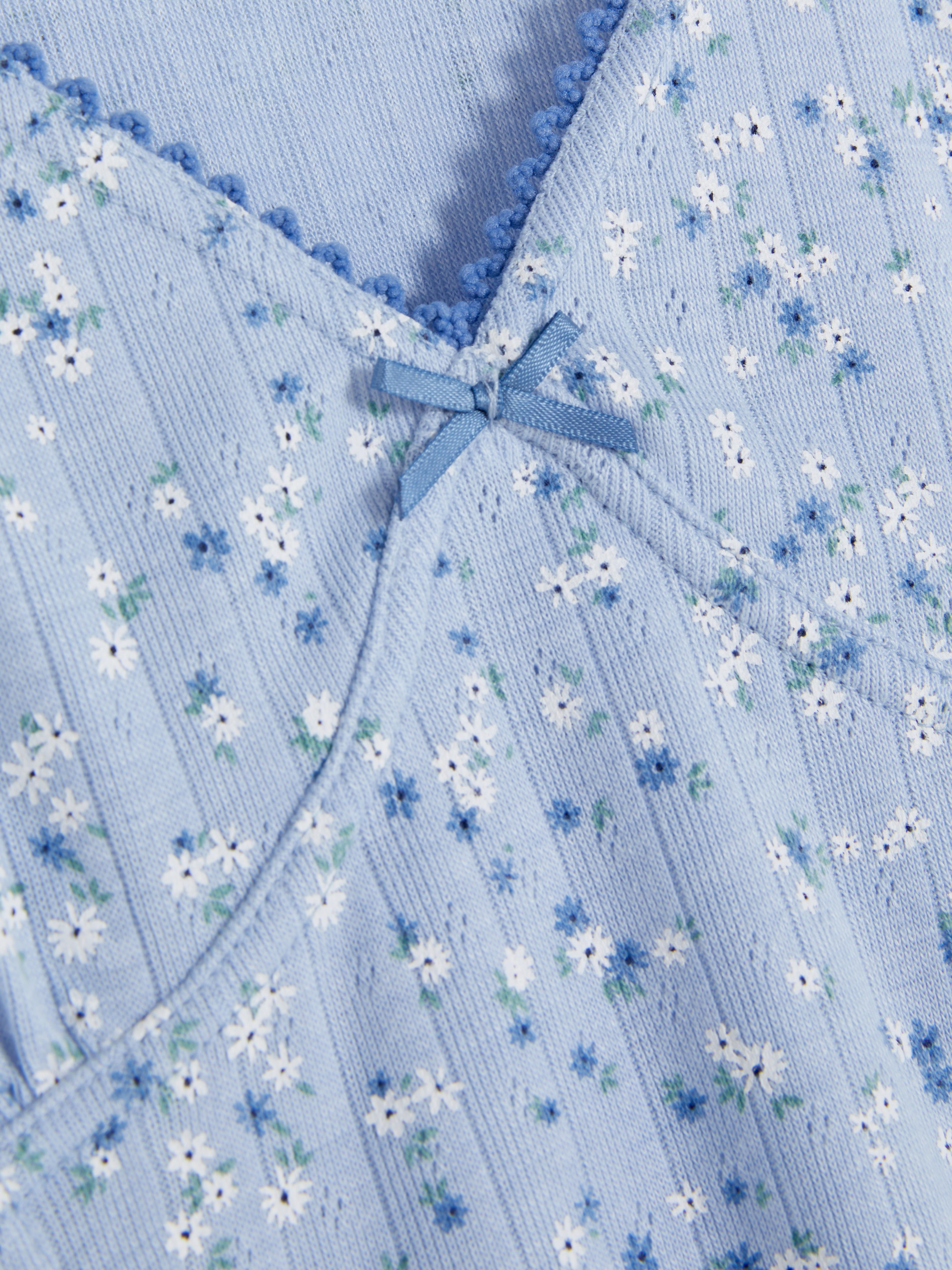 Floral Pointelle Long Sleeve Pyjama Top