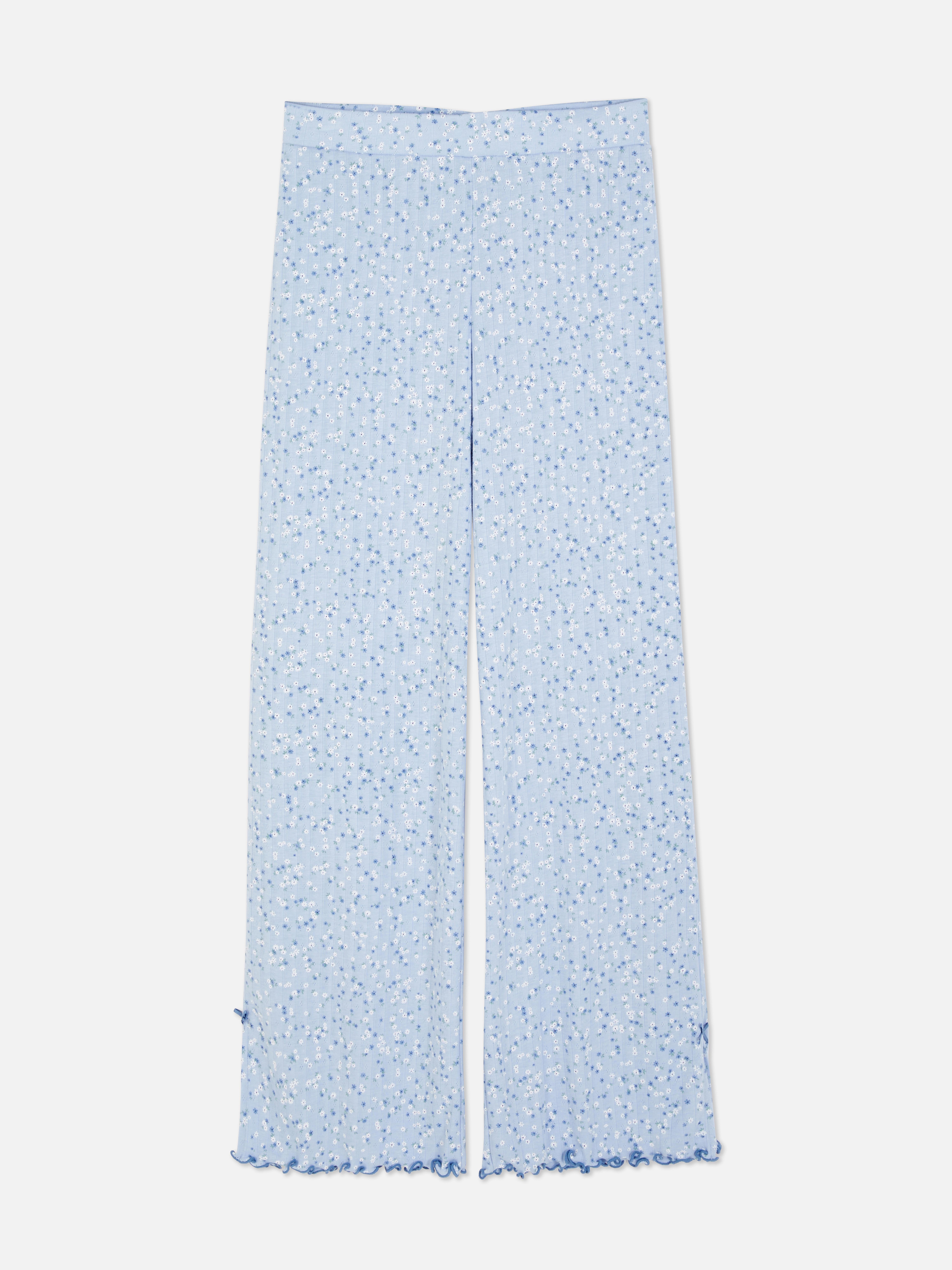 Floral Pointelle Wide Leg Pyjama Trousers
