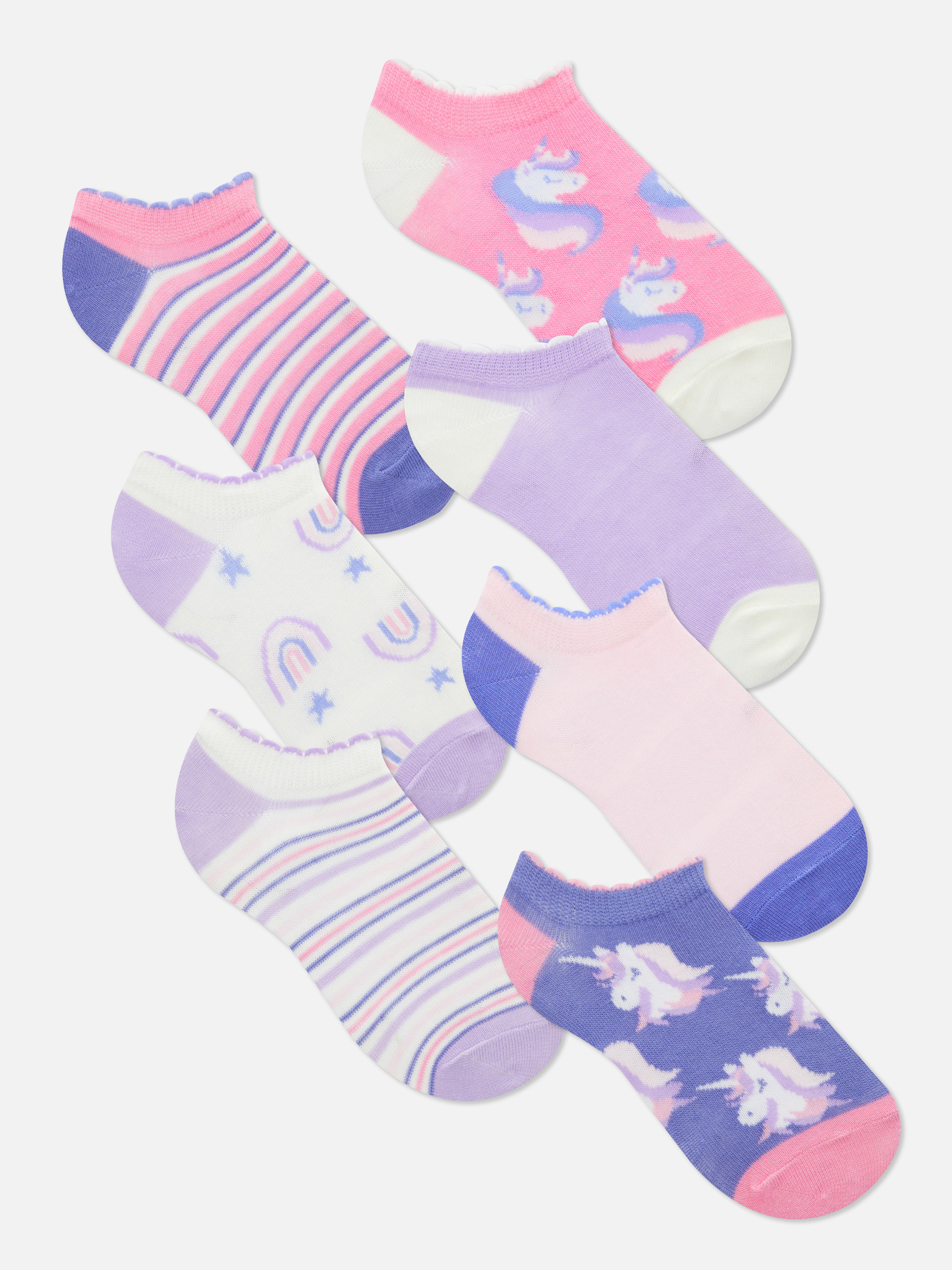 7pk Unicorn Mixed Trainer Socks