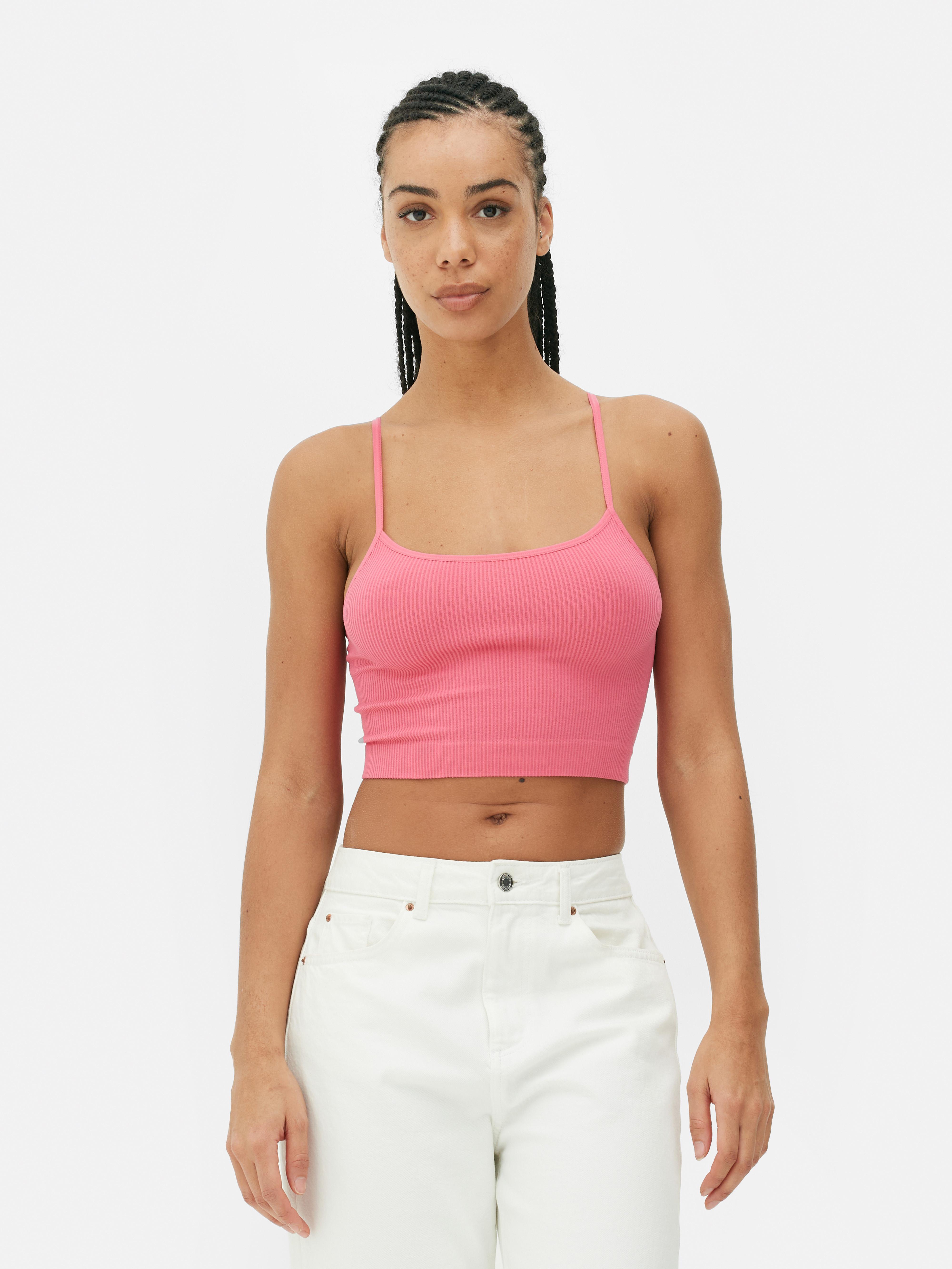 pink crop cami top