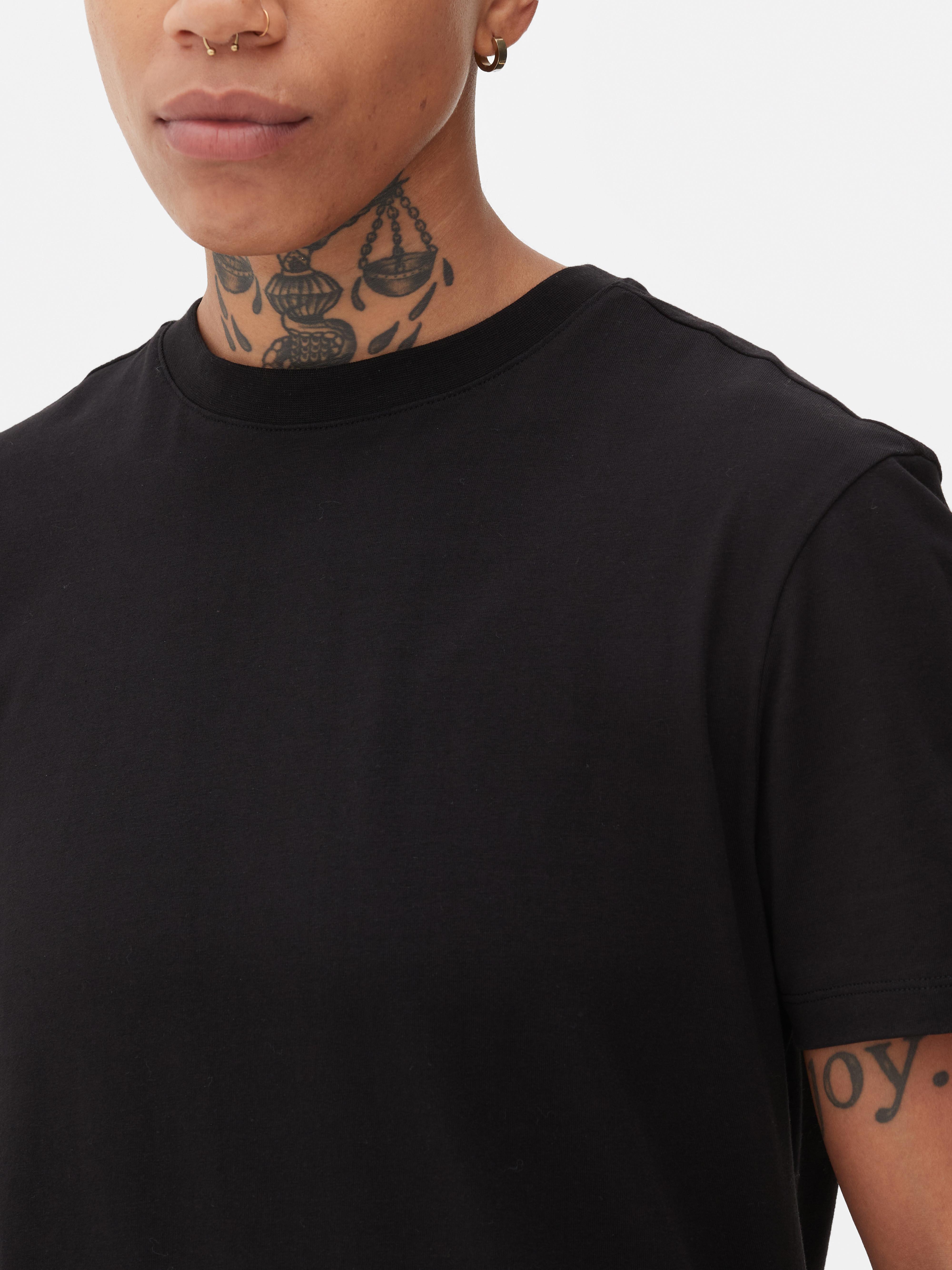 Mens; Black Crew Neck Stretch T-shirt | Primark