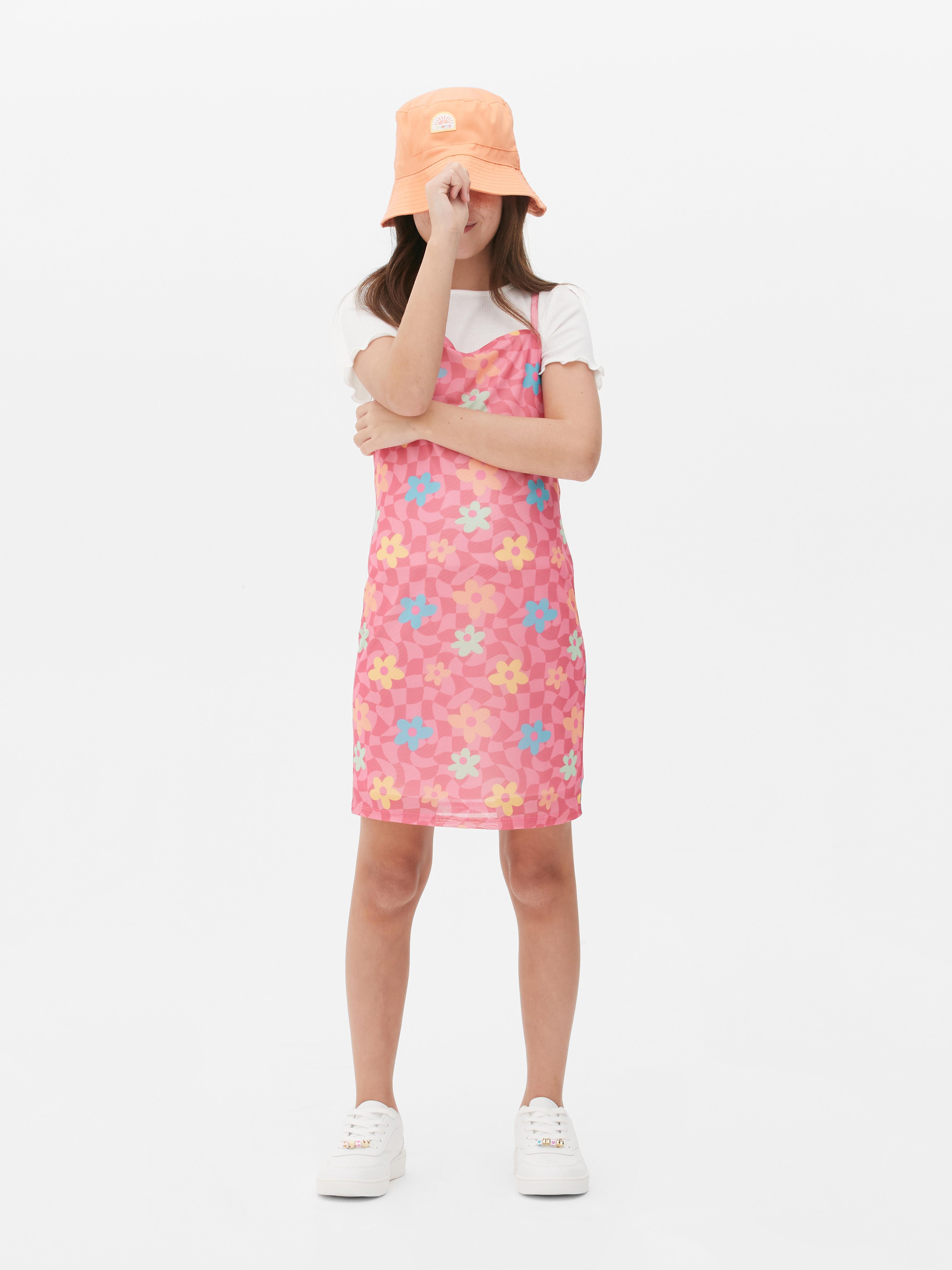 T-shirt and Mesh Floral Dress Set