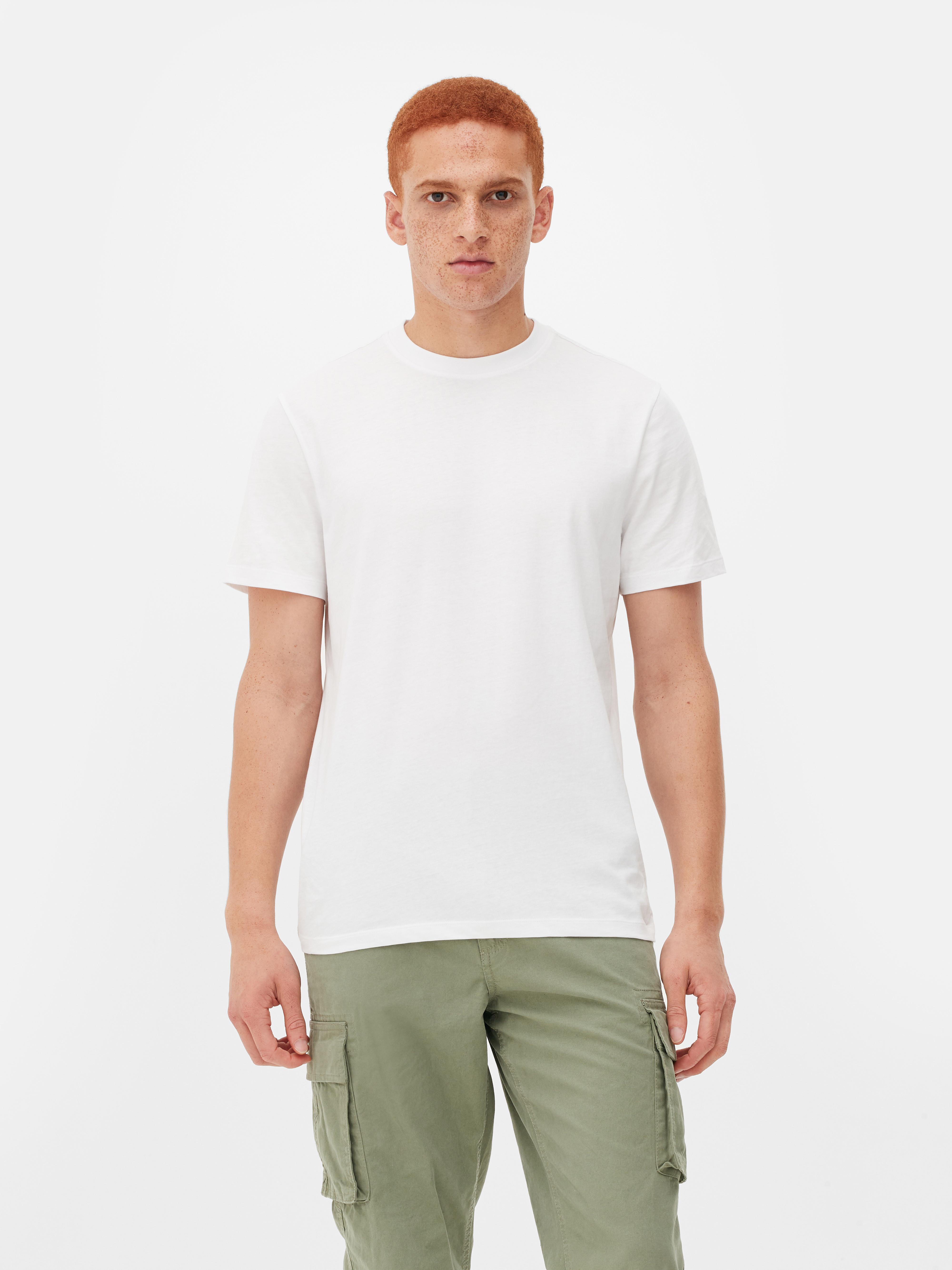 Men's White Crew Neck Regular Fit T-Shirt | Primark