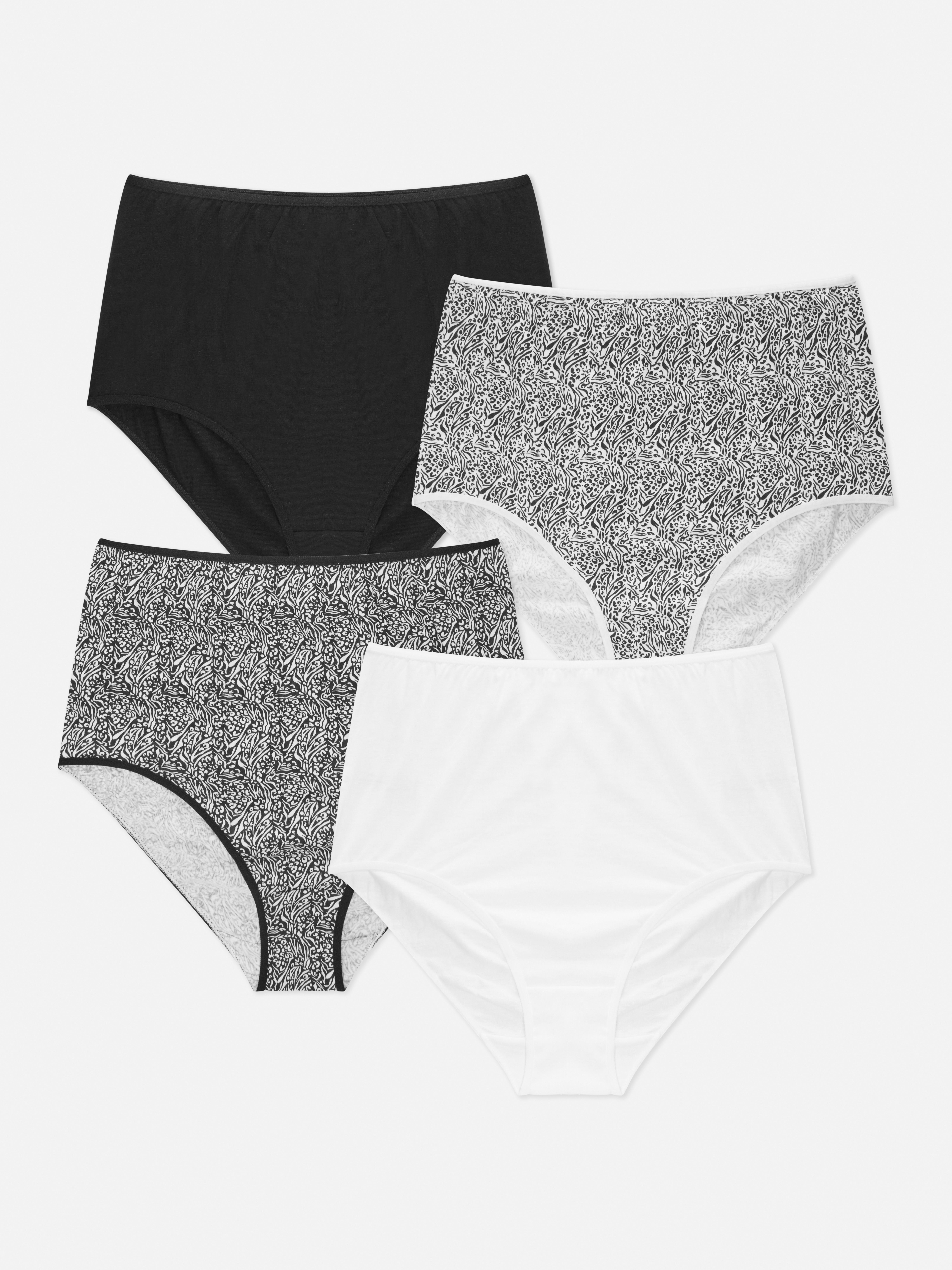 4pk Various Print High Waisted Full Brief