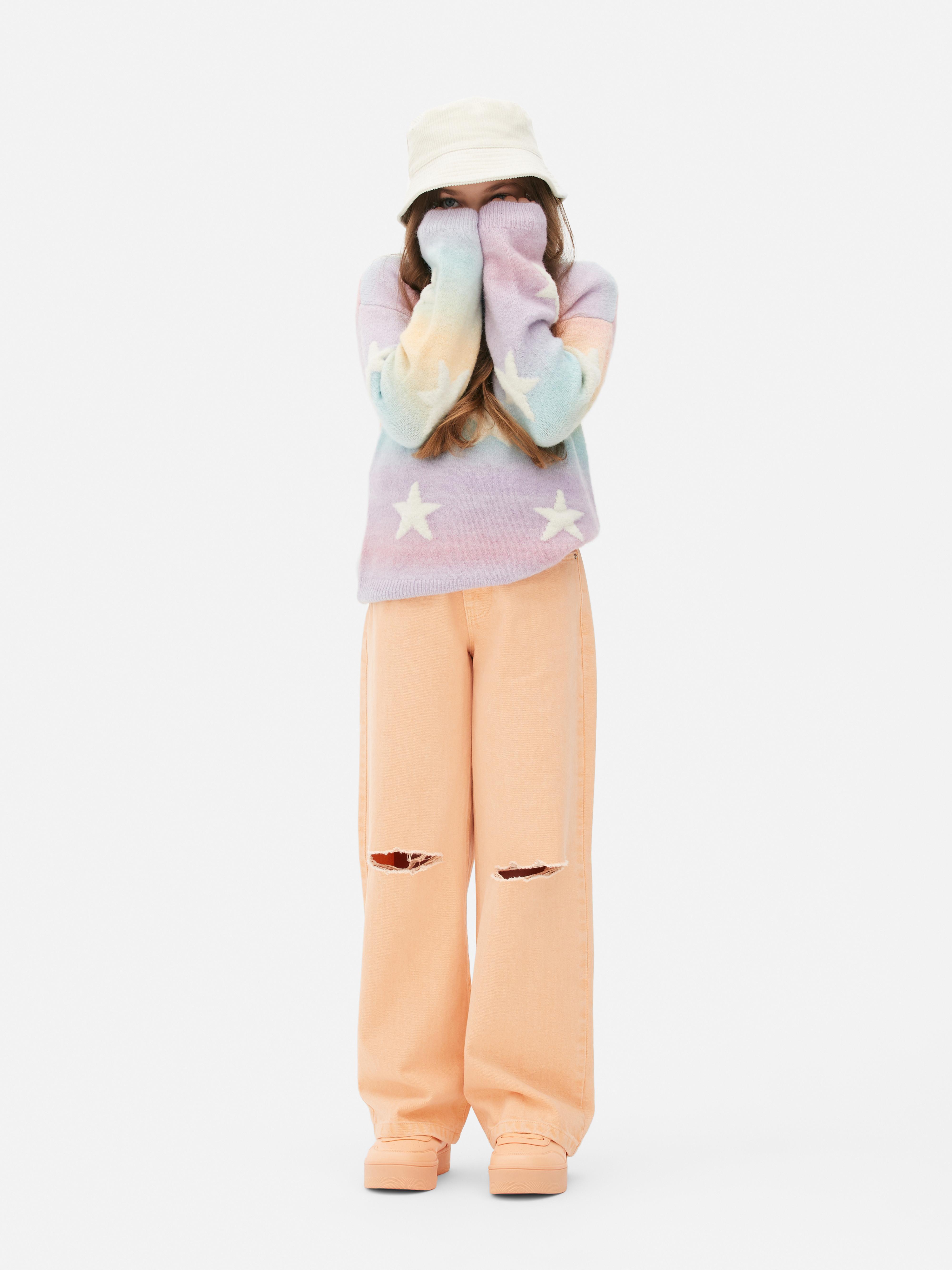 Wide Leg Ripped Jeans Orange