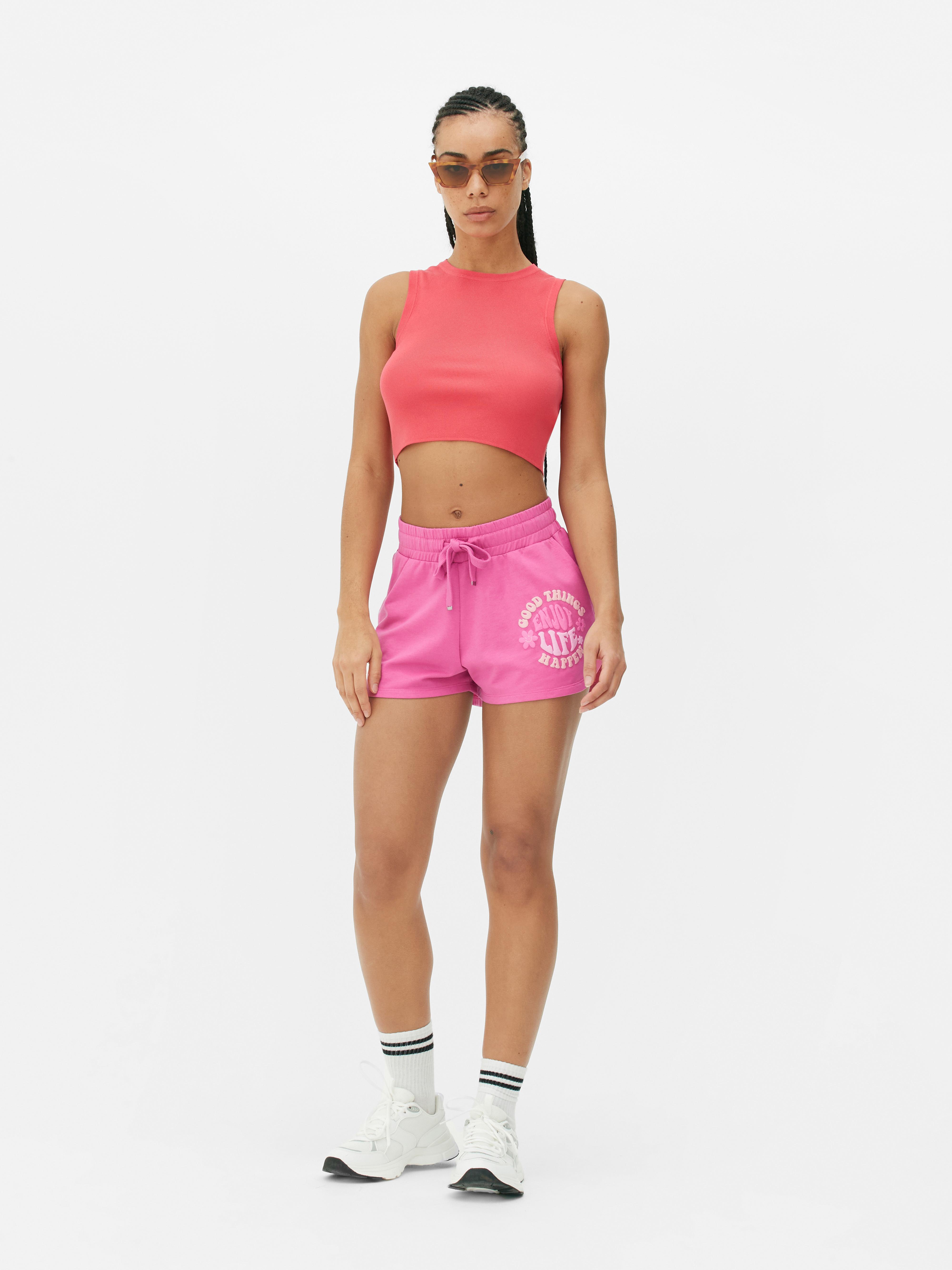Sporty Print Shorts Pink