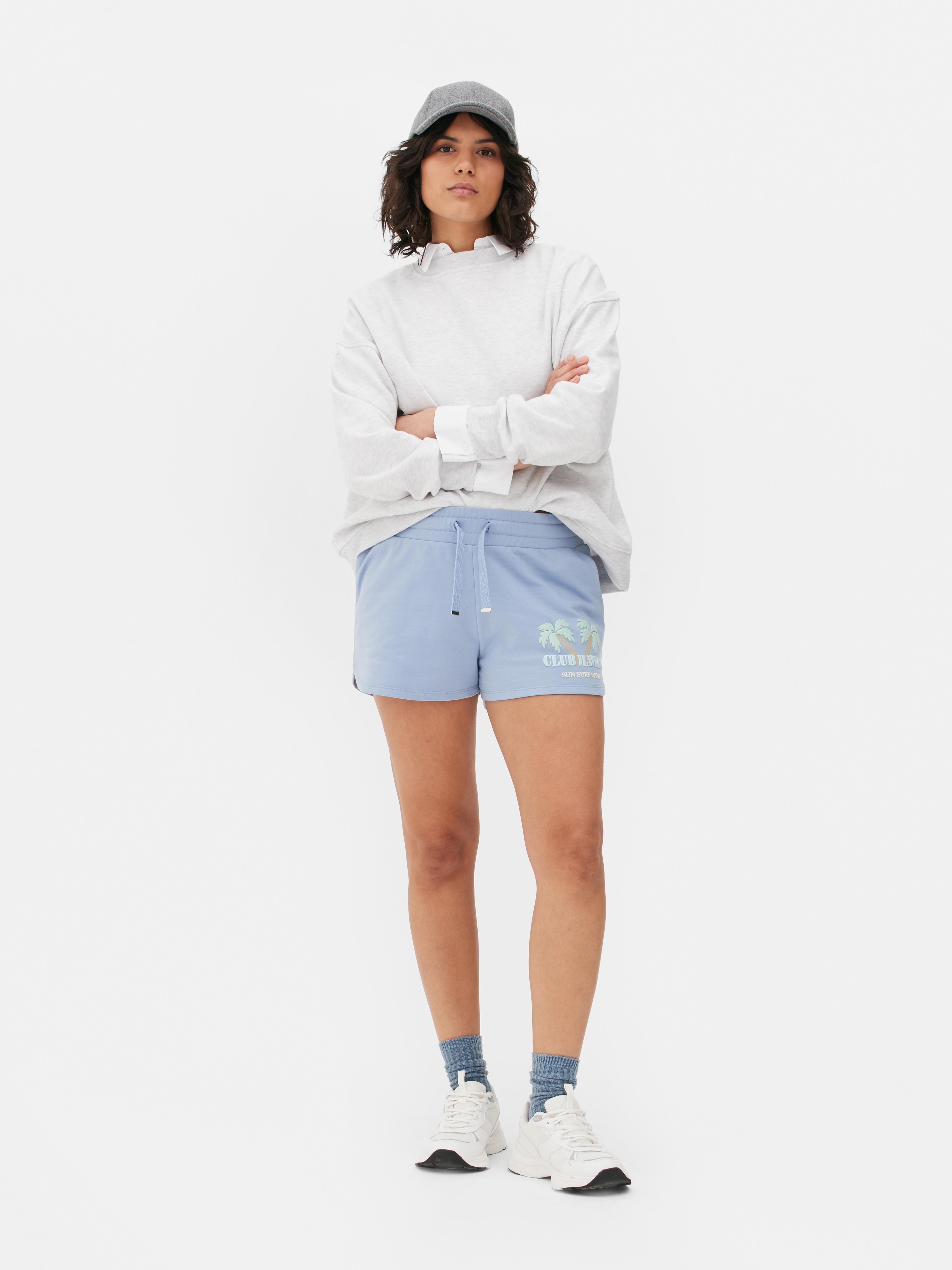 Sporty Print Shorts Light Blue