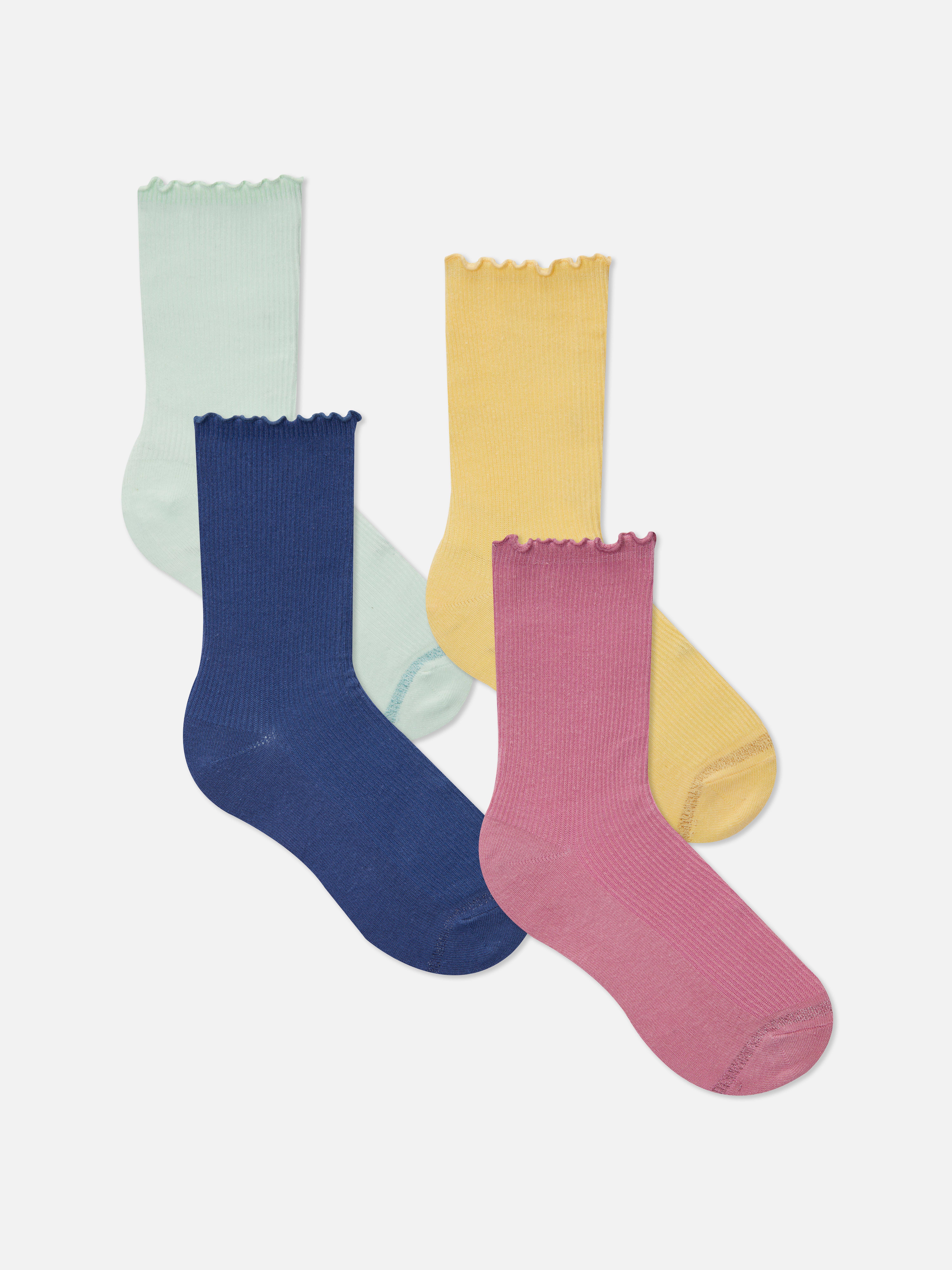 a lo largo Factibilidad Elemental Pack de 4 pares de calcetines con borde ondulado | Primark