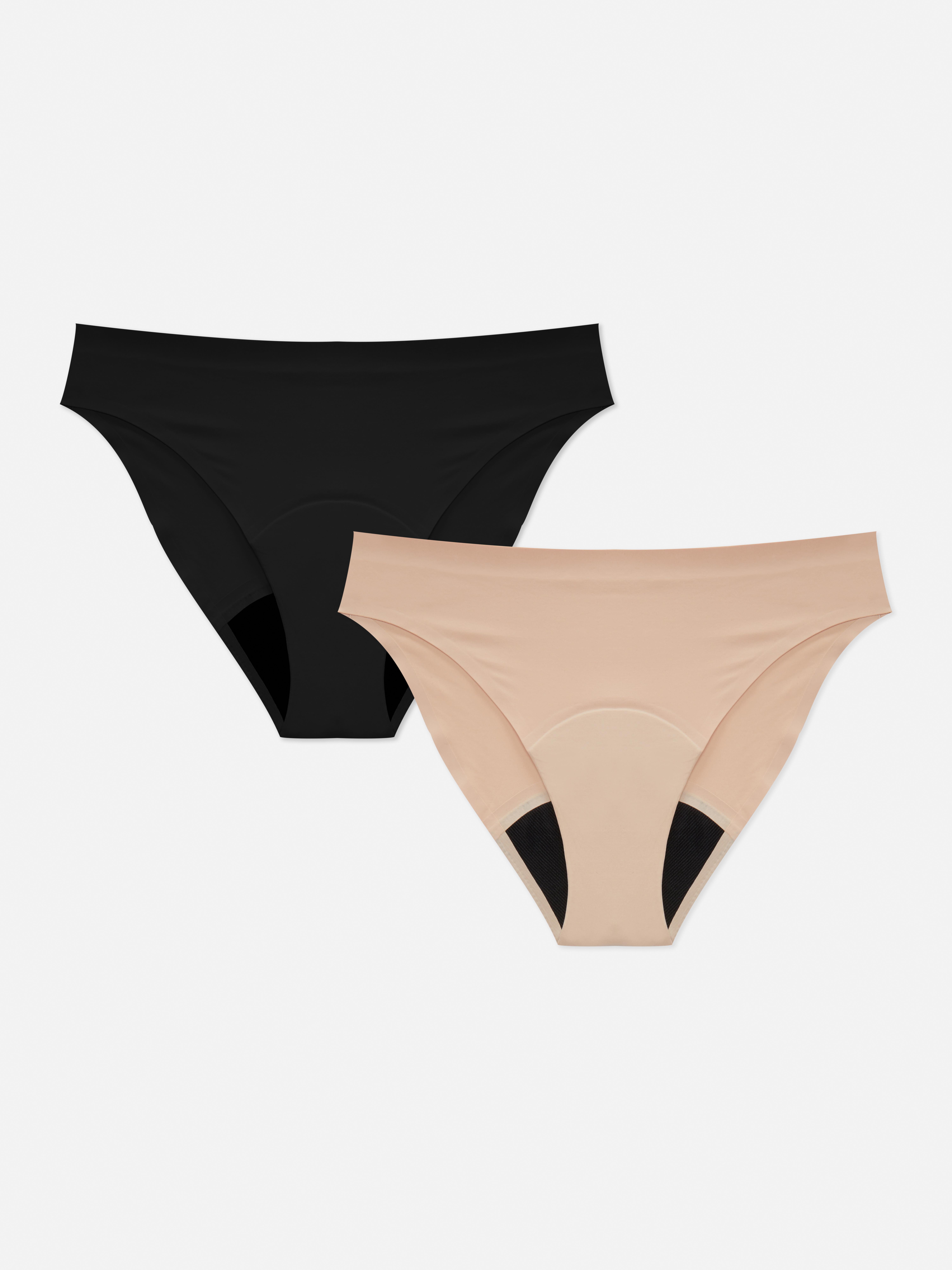 Womens Taupe 2pk Seamless Period Underwear Mini Briefs