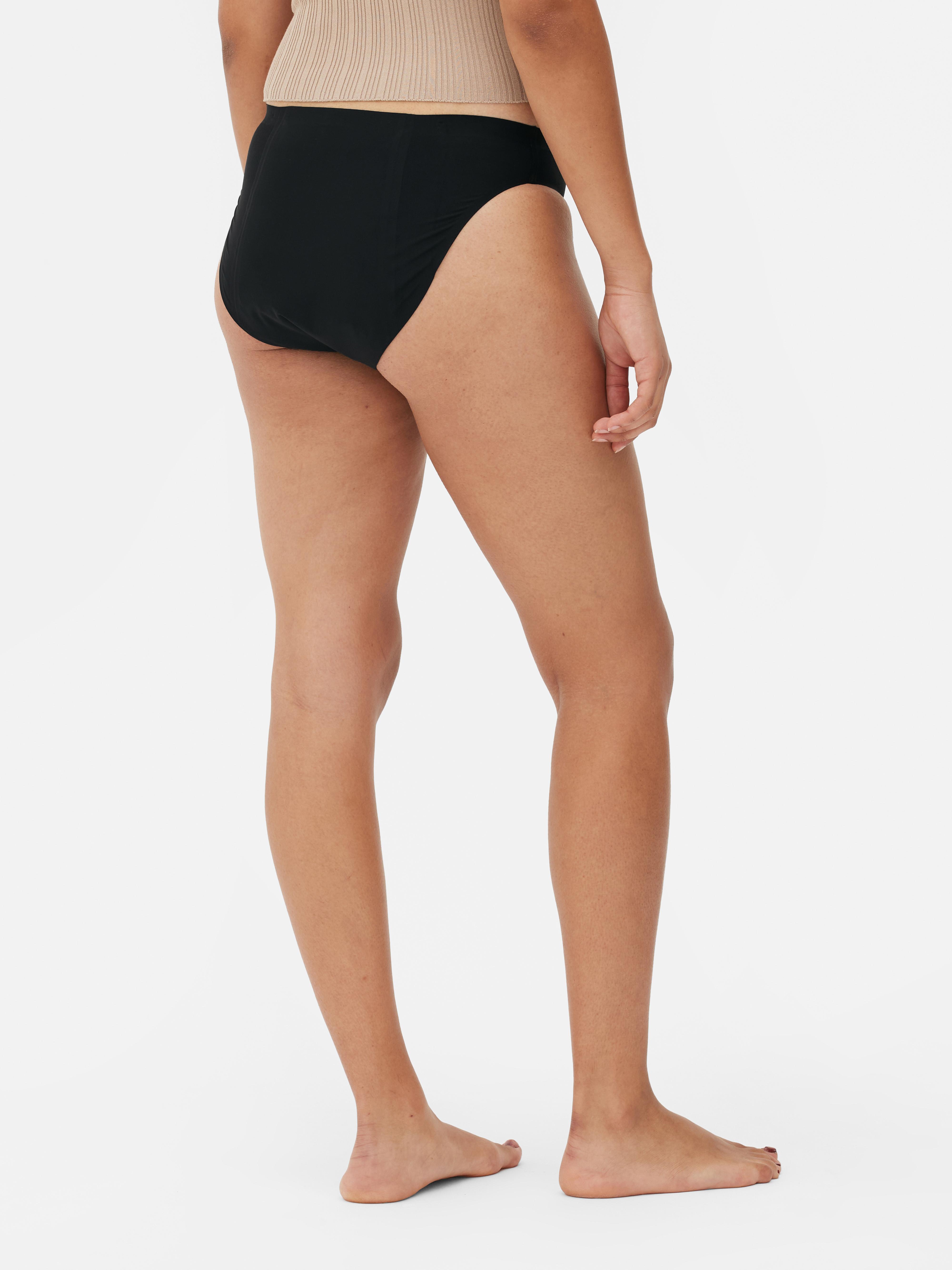Womens Black 2pk Seamless Period Underwear Mini Briefs