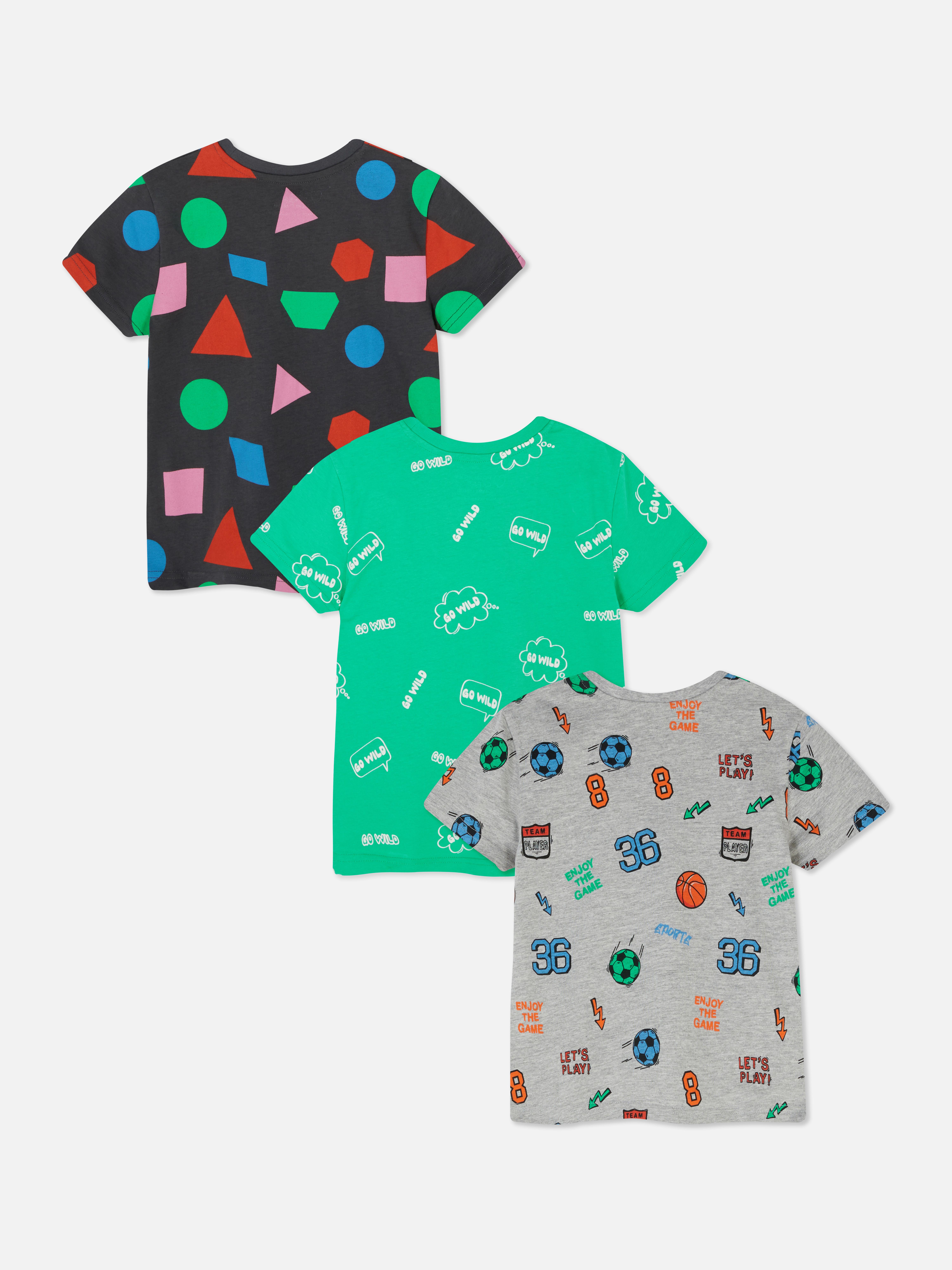 Boys Multi 3pk Print Short Sleeve T-shirts | Primark