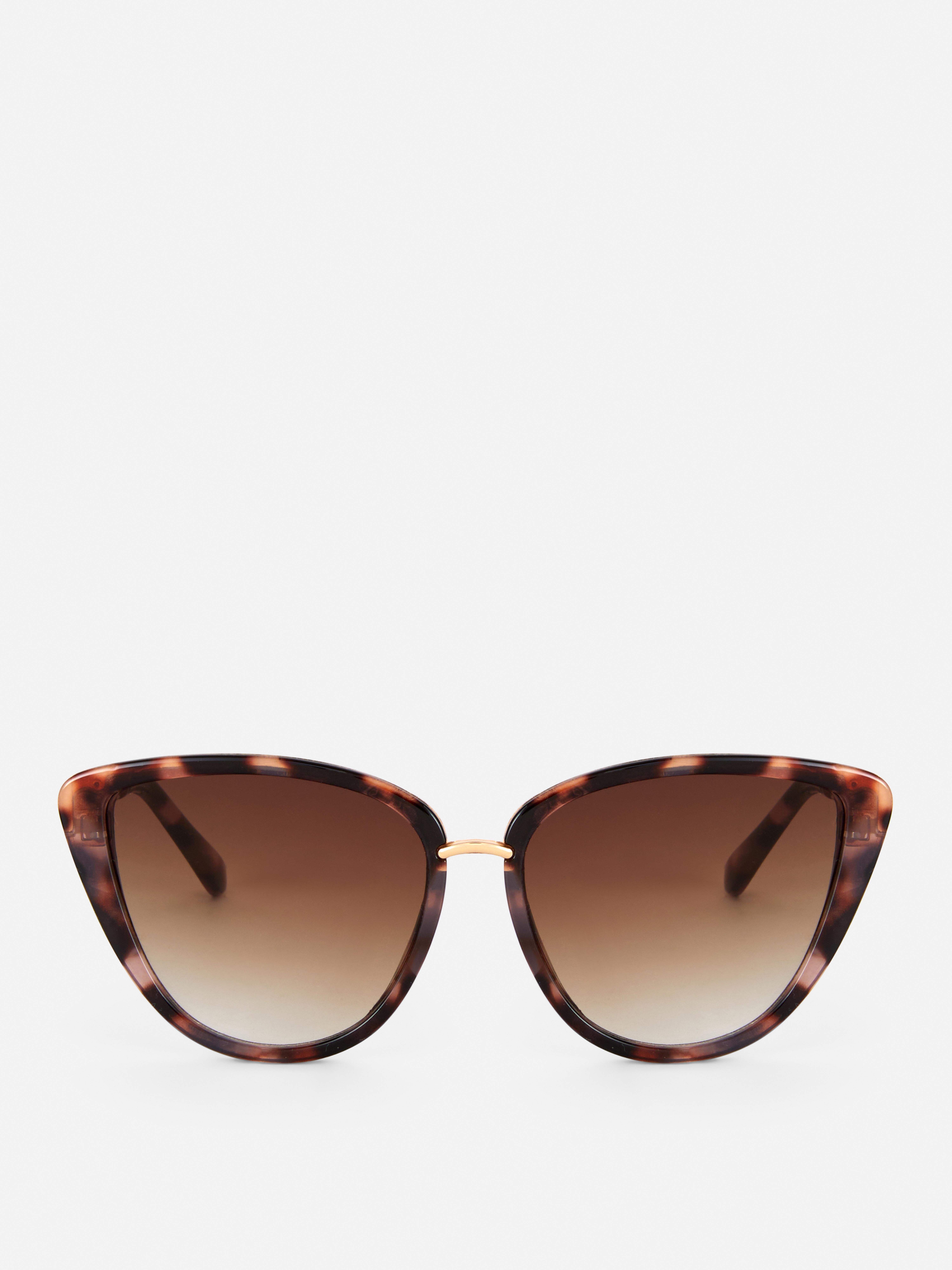 Metallic Trim Cat Eye Sunglasses Brown