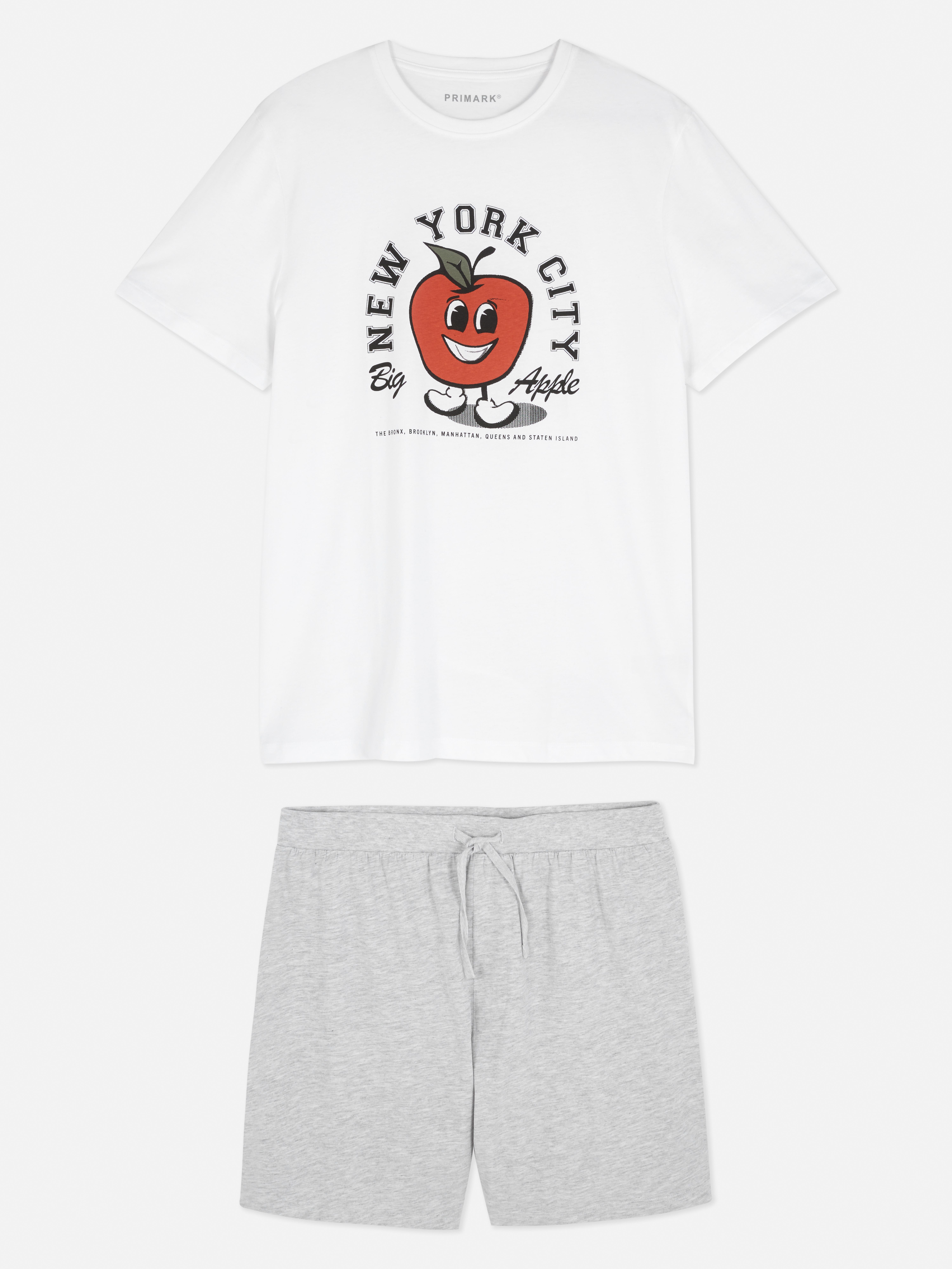 Graphic T-shirt and Shorts Pyjamas White